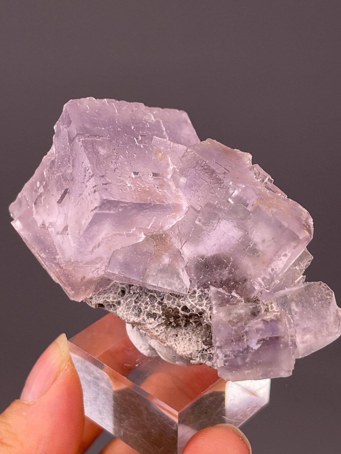 Purple fluorite crystal cluster Western China front view