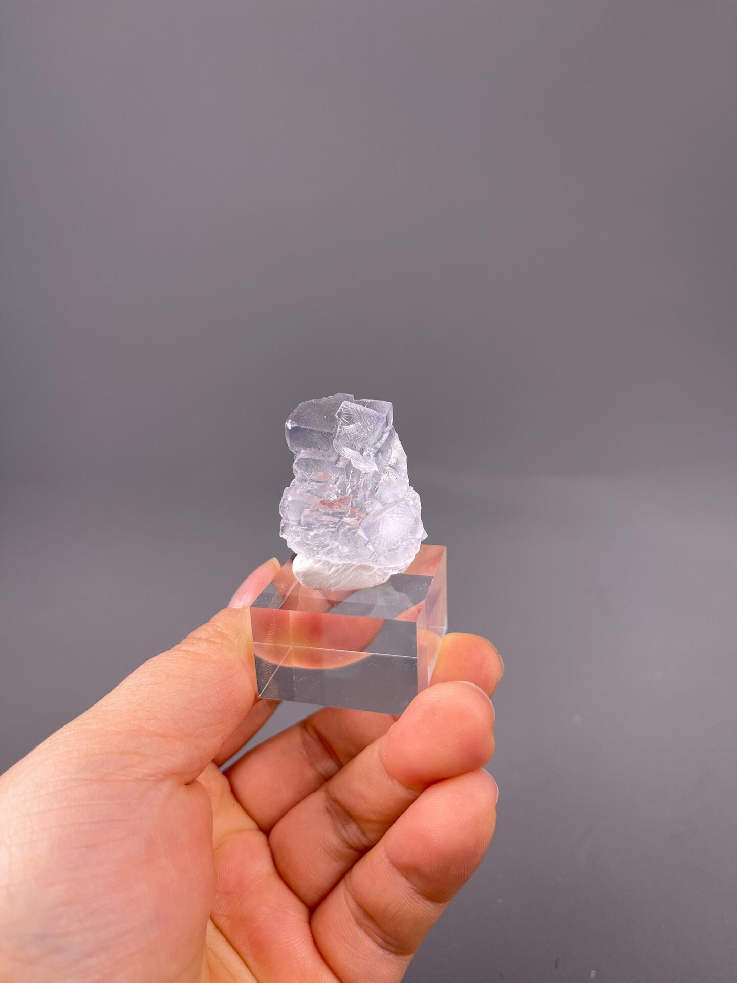 Close-up of dissolved etching on fluorite crystal