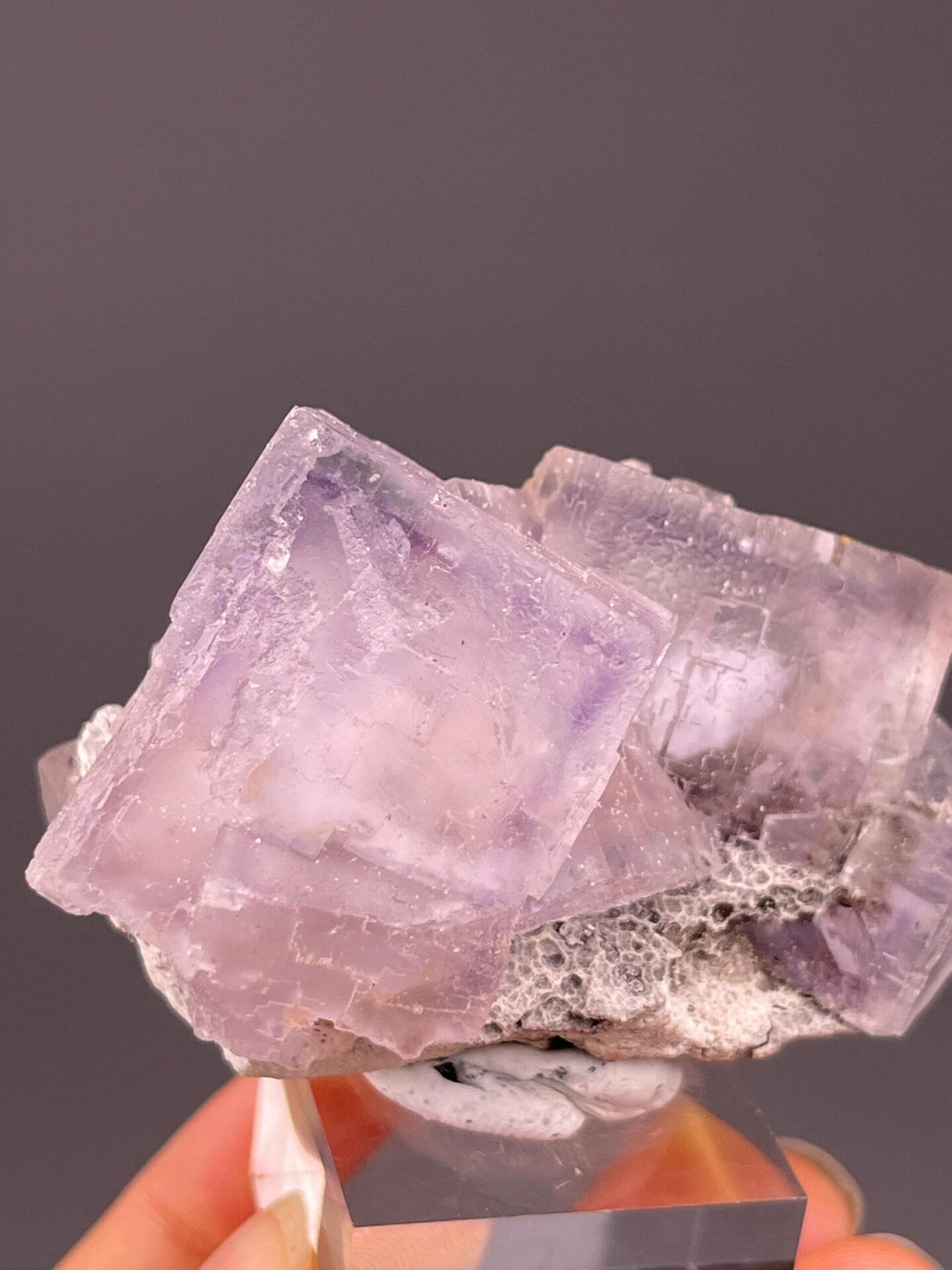 Purple fluorite cluster overhead top-down view