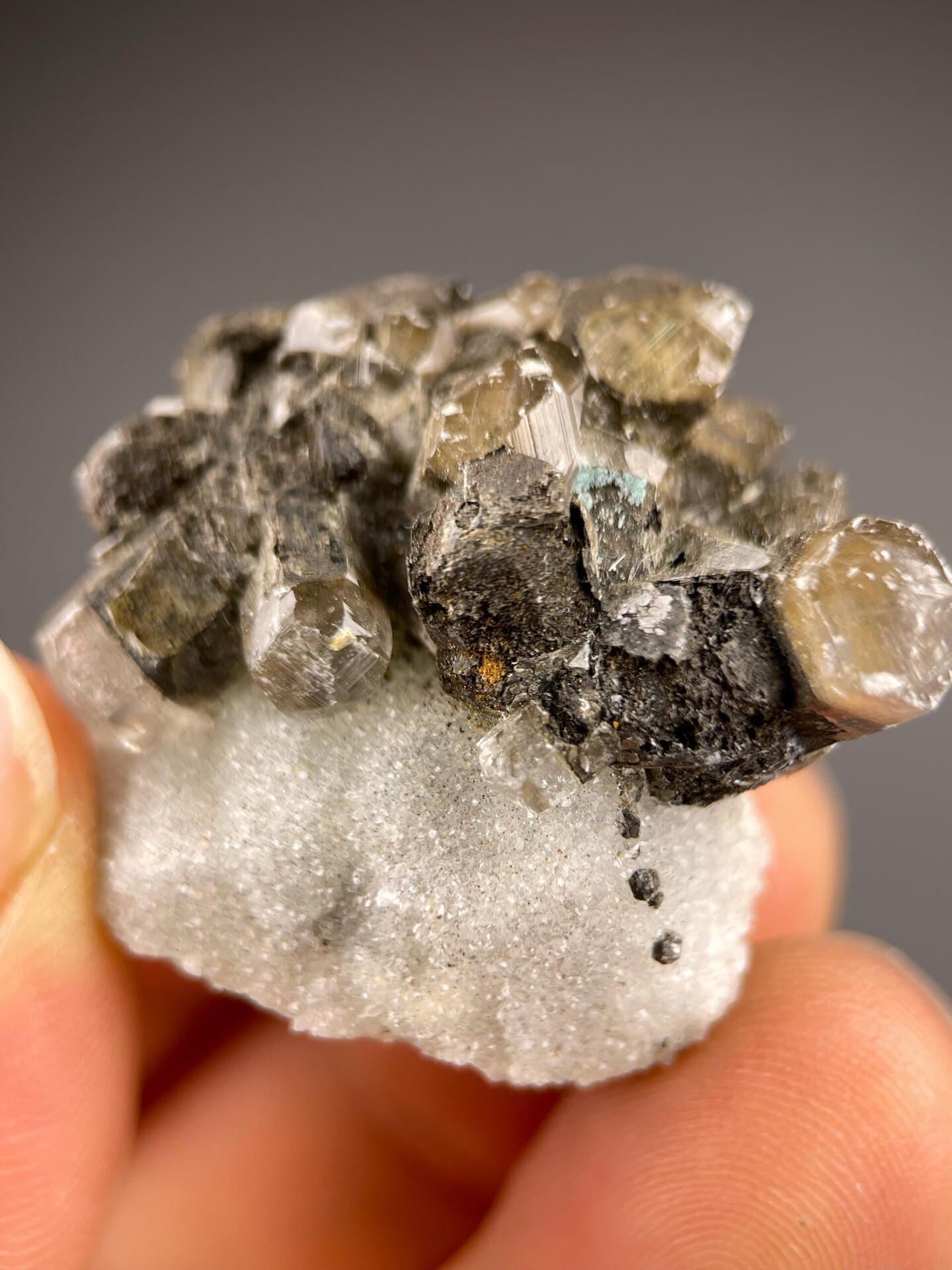 Green fluorite skarn vein matrix close-up