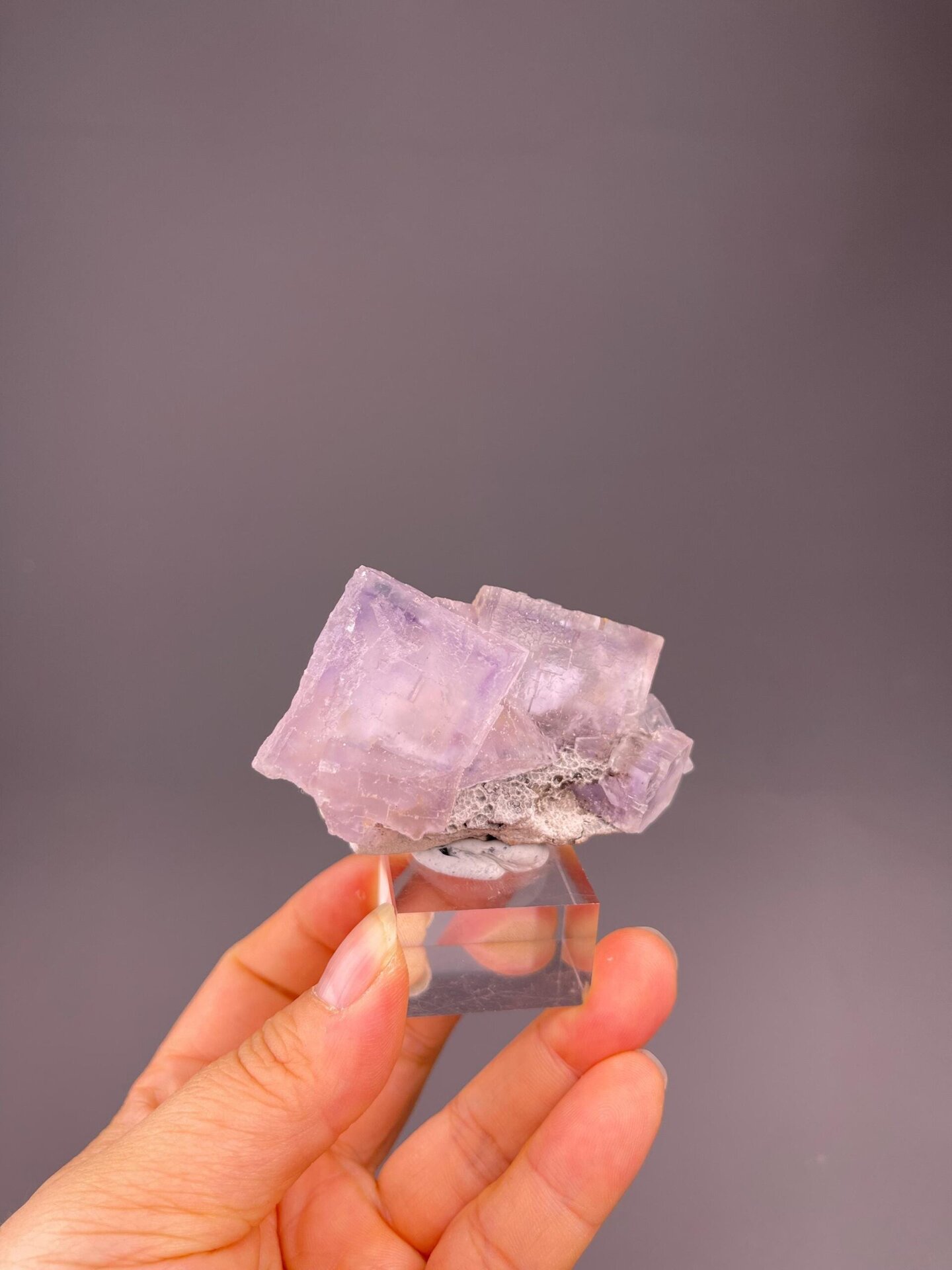 Purple fluorite cubic faces close-up detail