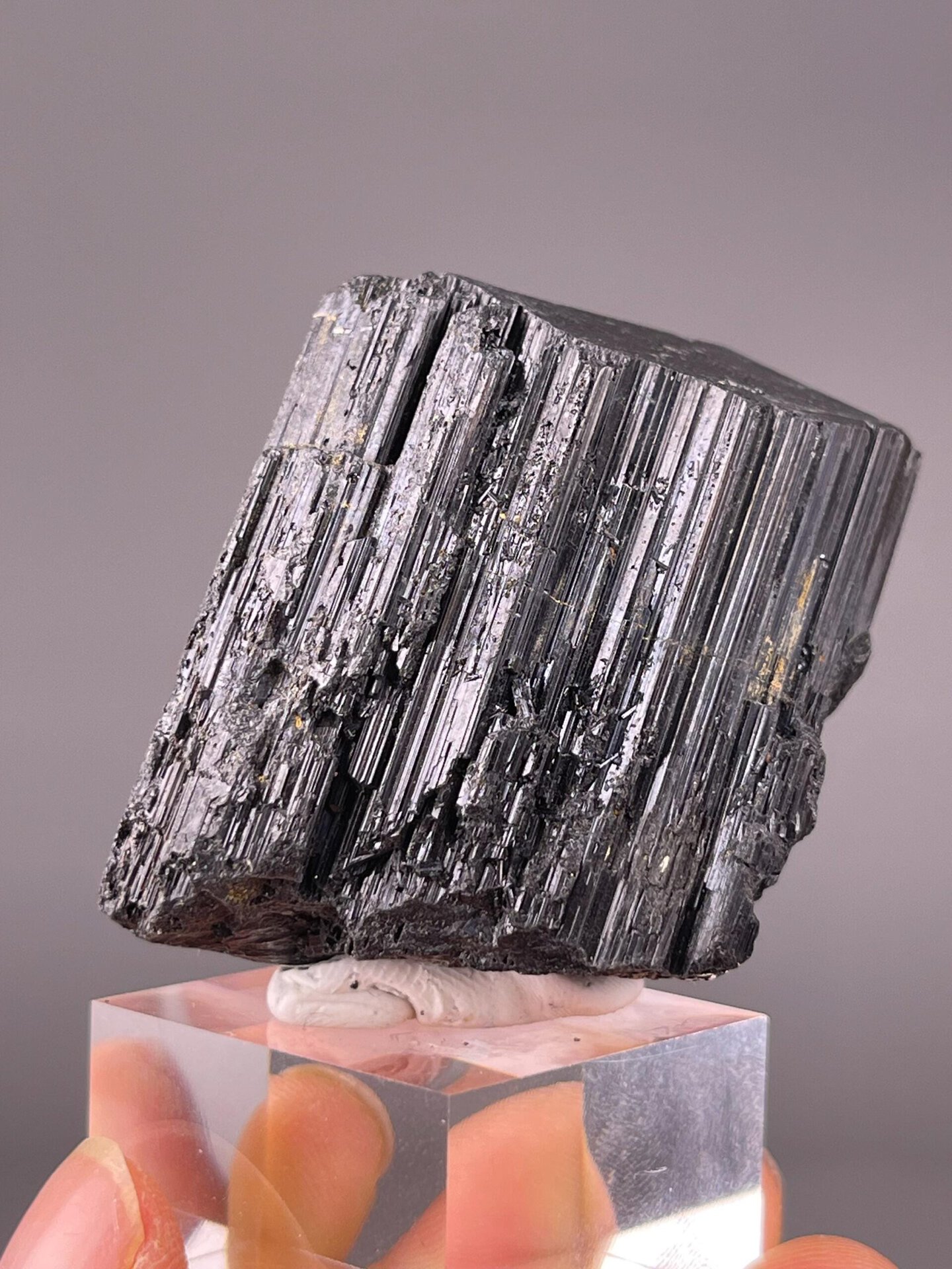 Black tourmaline schorl crystal cluster China front view