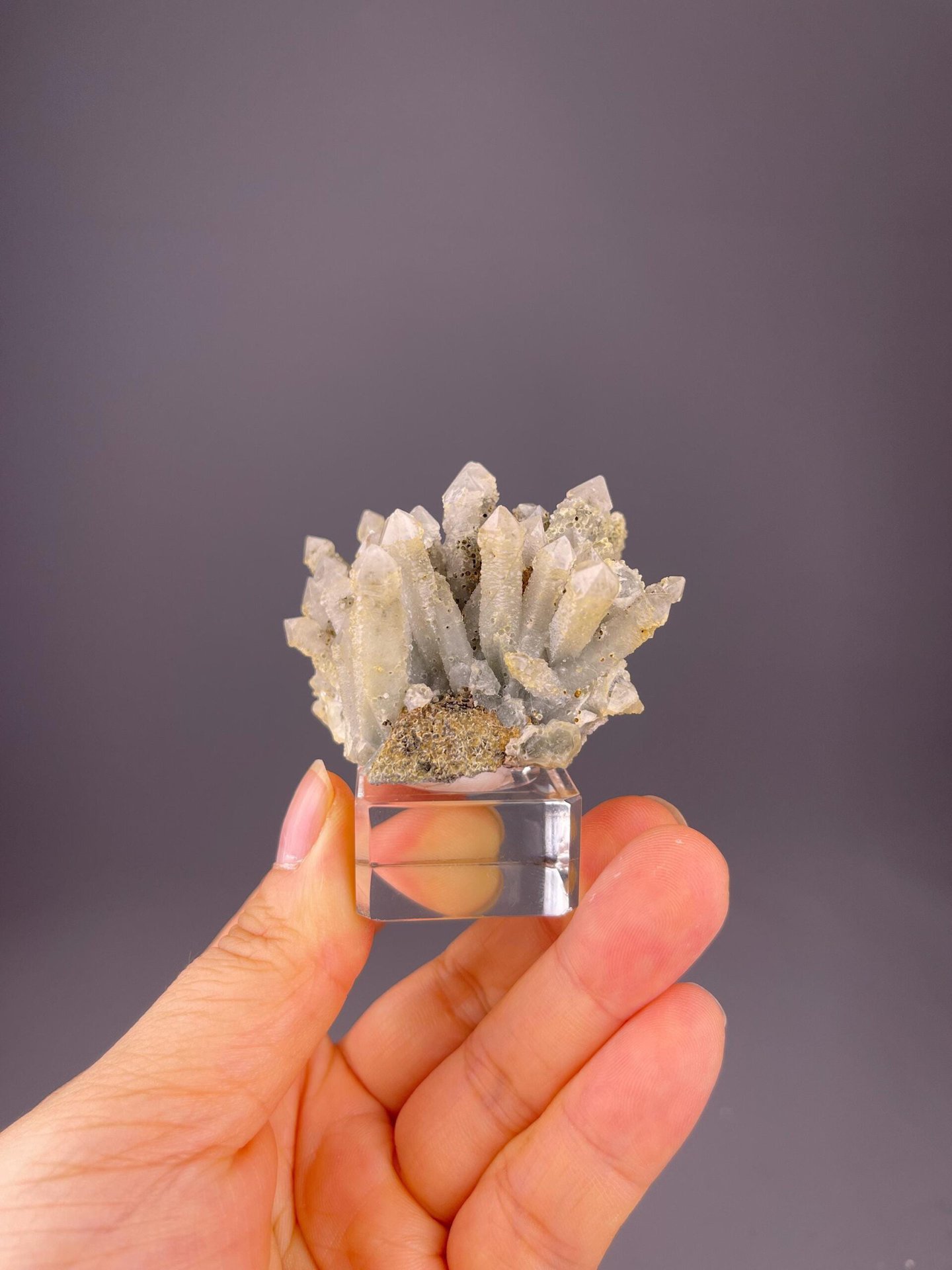 Screw quartz crystal cluster Inner Mongolia China front view