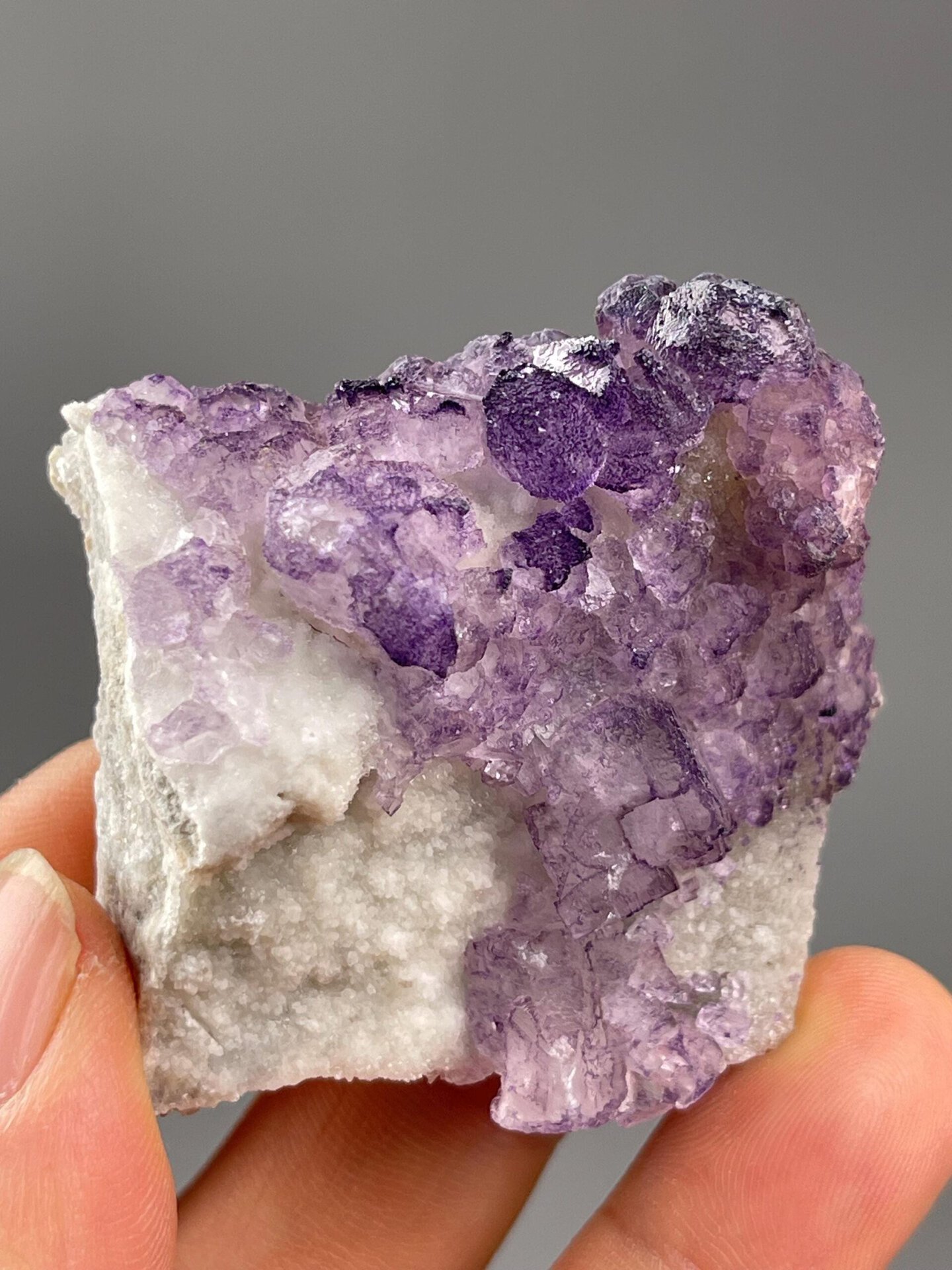 Natural QR code geometric fluorite pattern close-up