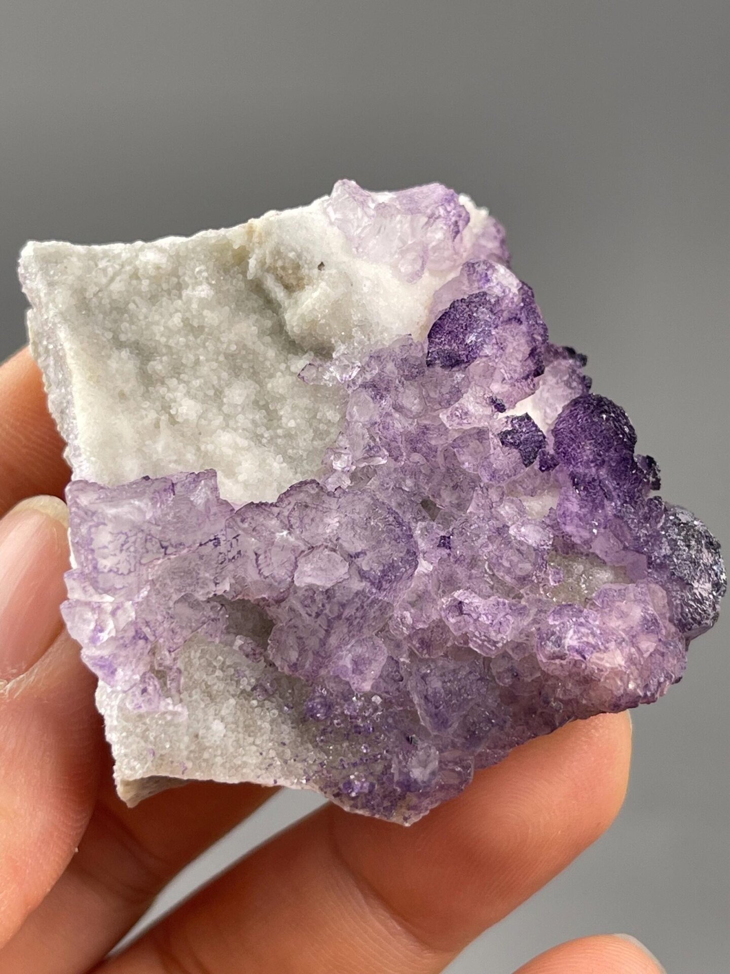 Purple fluorite geometric pattern overhead view