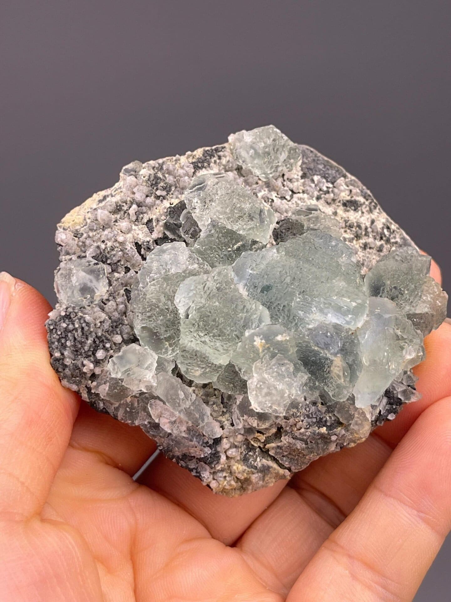Green fluorite crystal cluster Fujian China front view