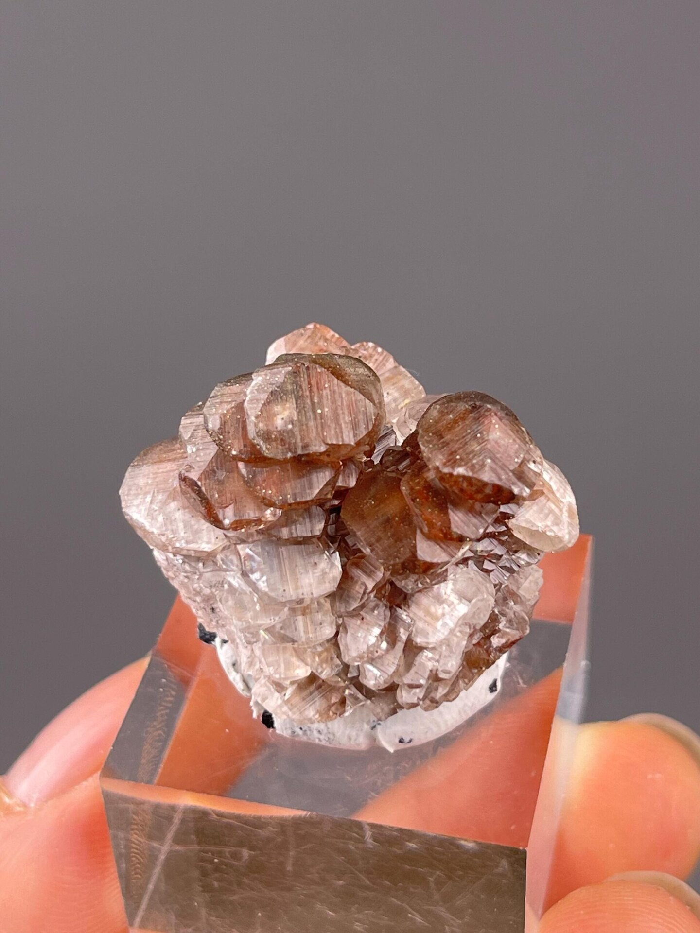 Red calcite cluster side profile Chenzhou