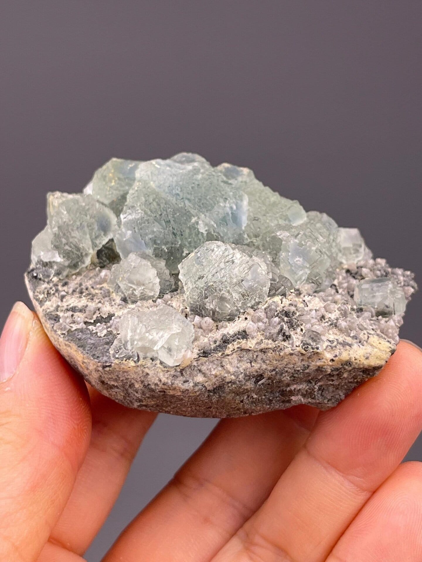 Intergrown cubic fluorite surfaces detail