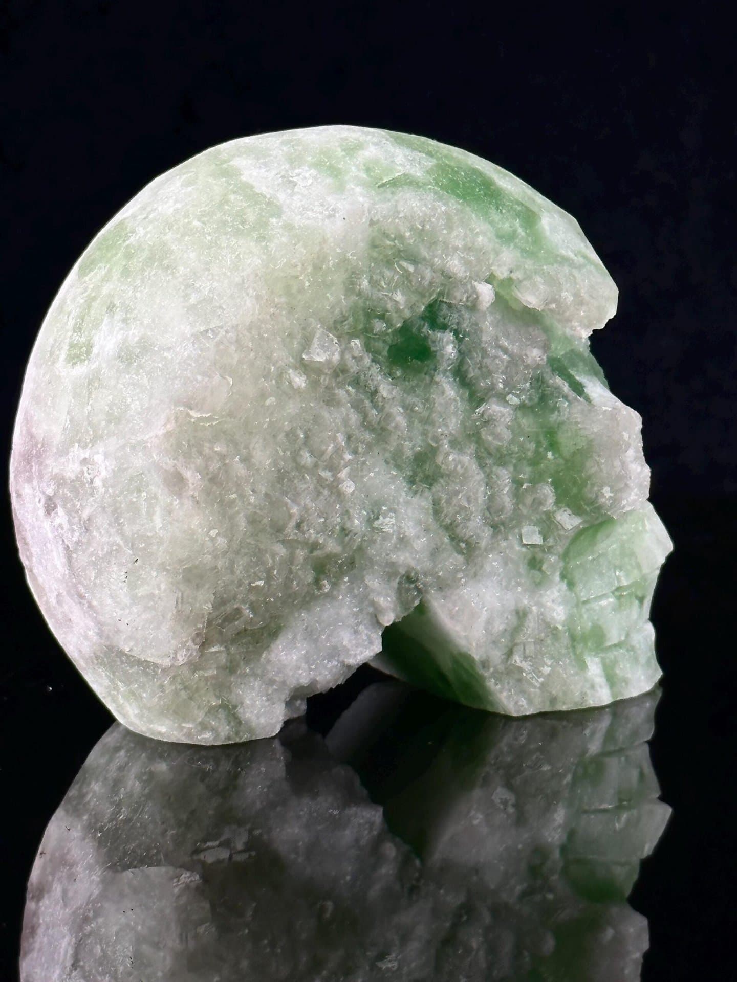 Fluorite skull base carved detail