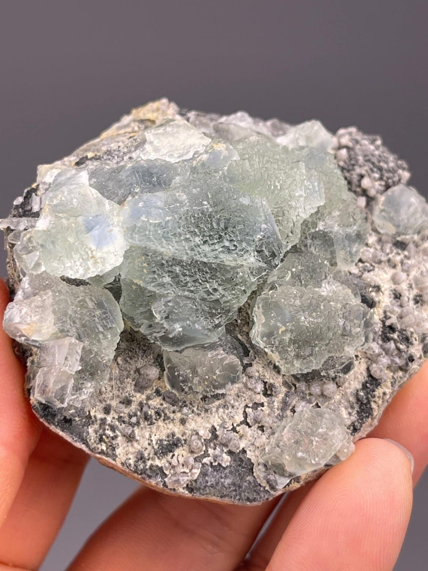 Green fluorite overhead top-down view