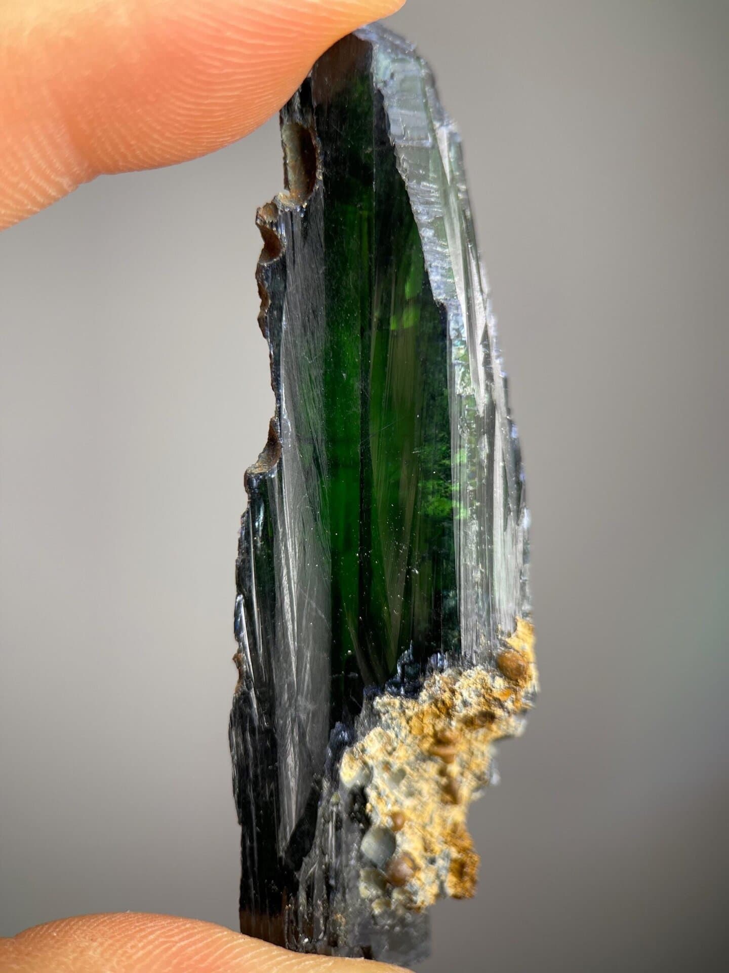 Translucent green interior crystal lit