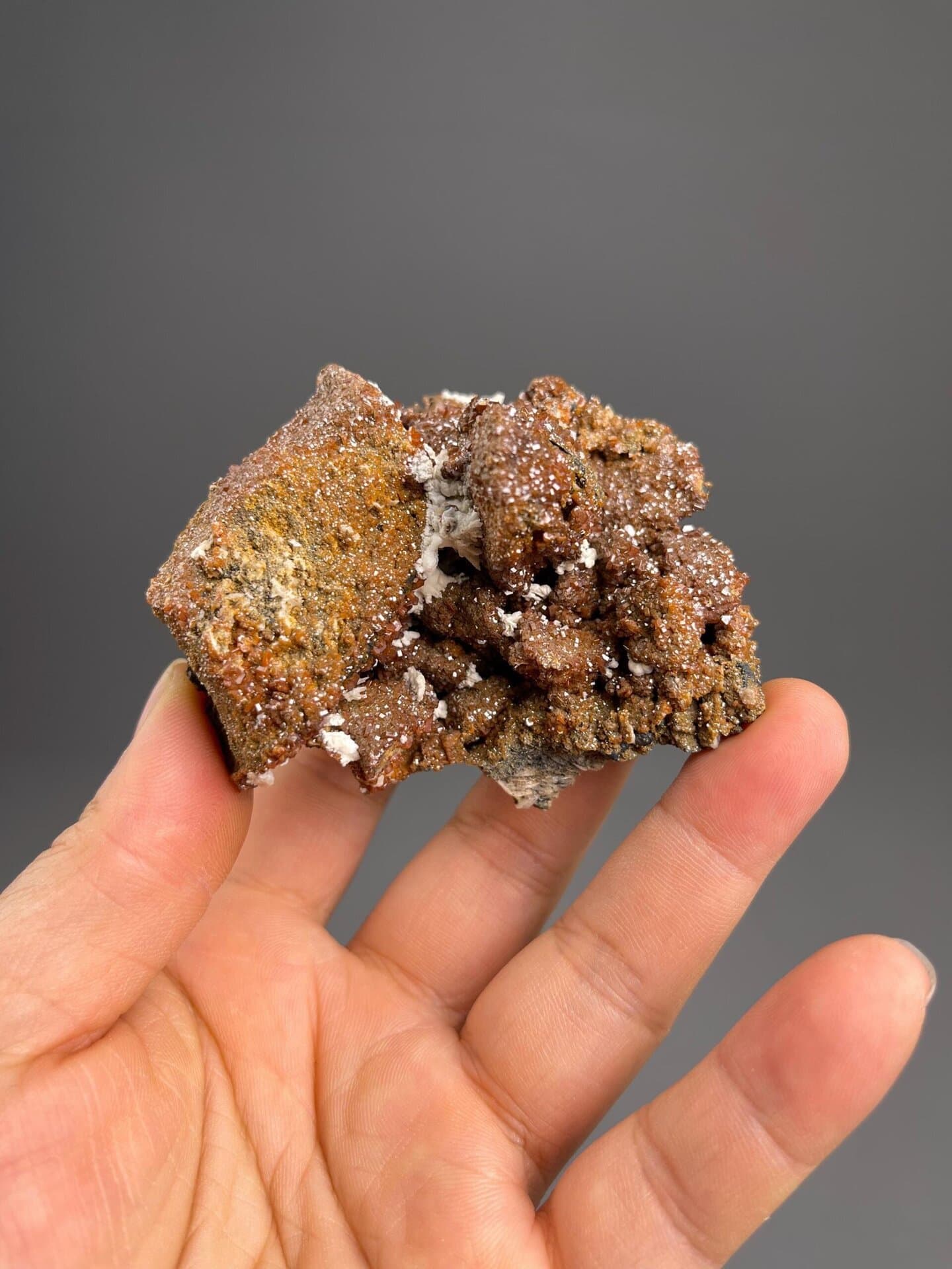 Close-up of hexagonal vanadinite crystal cross-sections