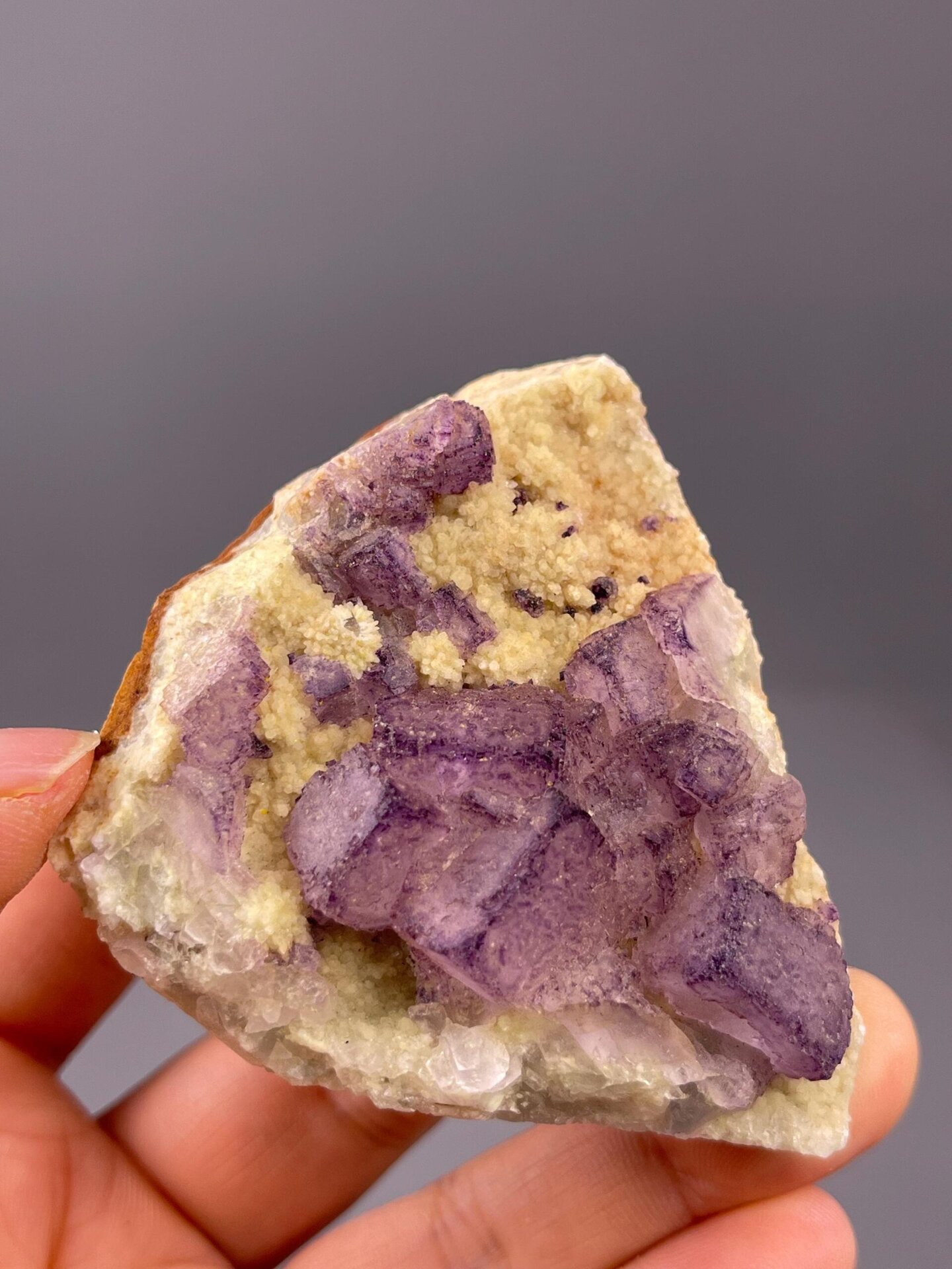 Fluorite cluster base and matrix detail