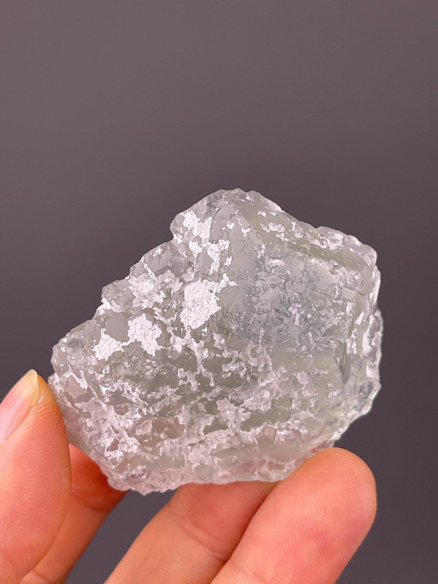 Vitreous luster on quartz frosted fluorite