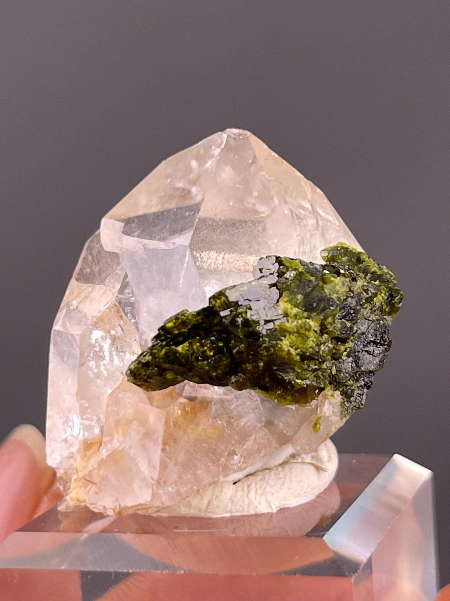 Full garden quartz crystal on white background