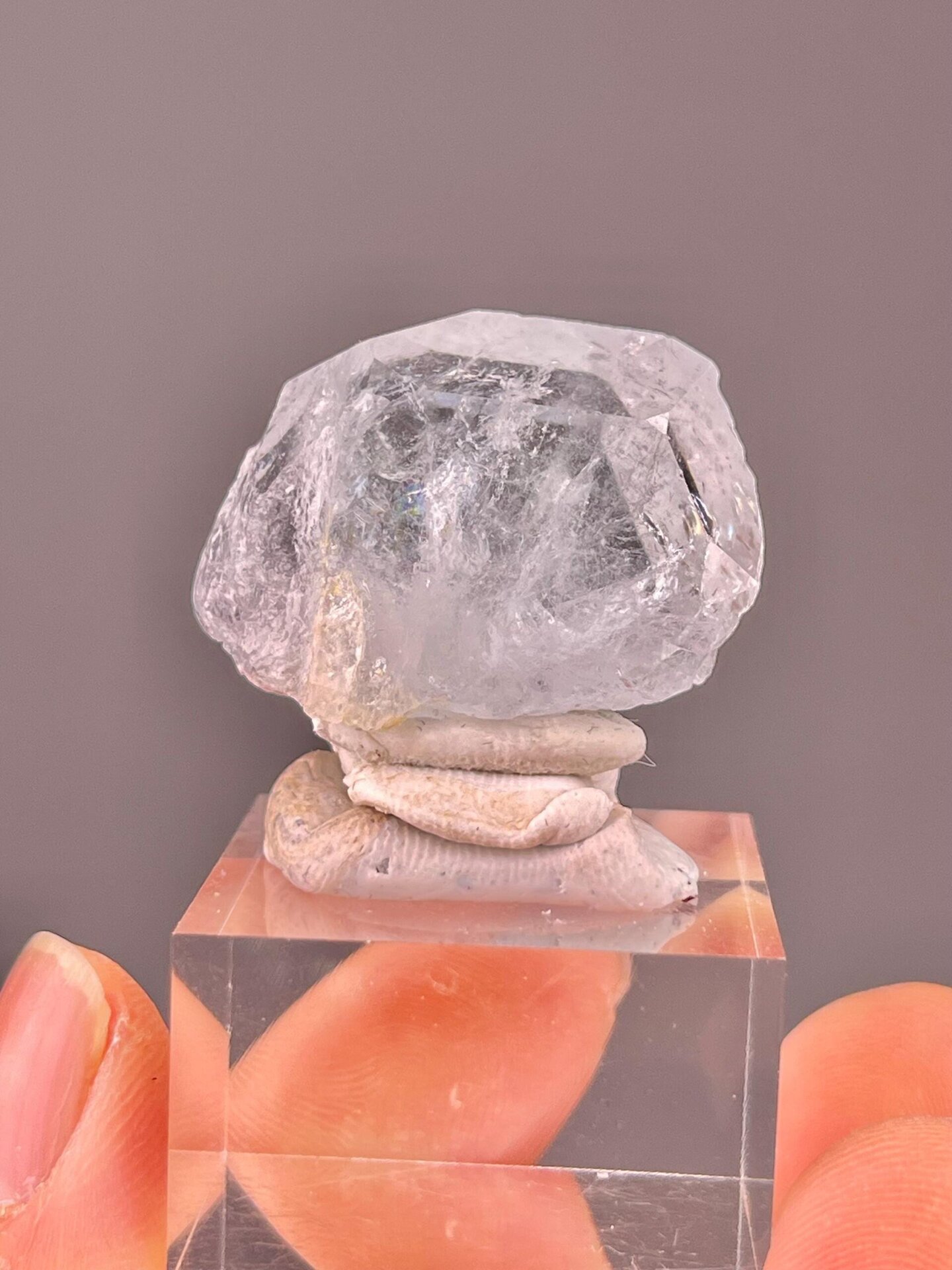 Front view of aquamarine hexagonal crystal from Pakistan