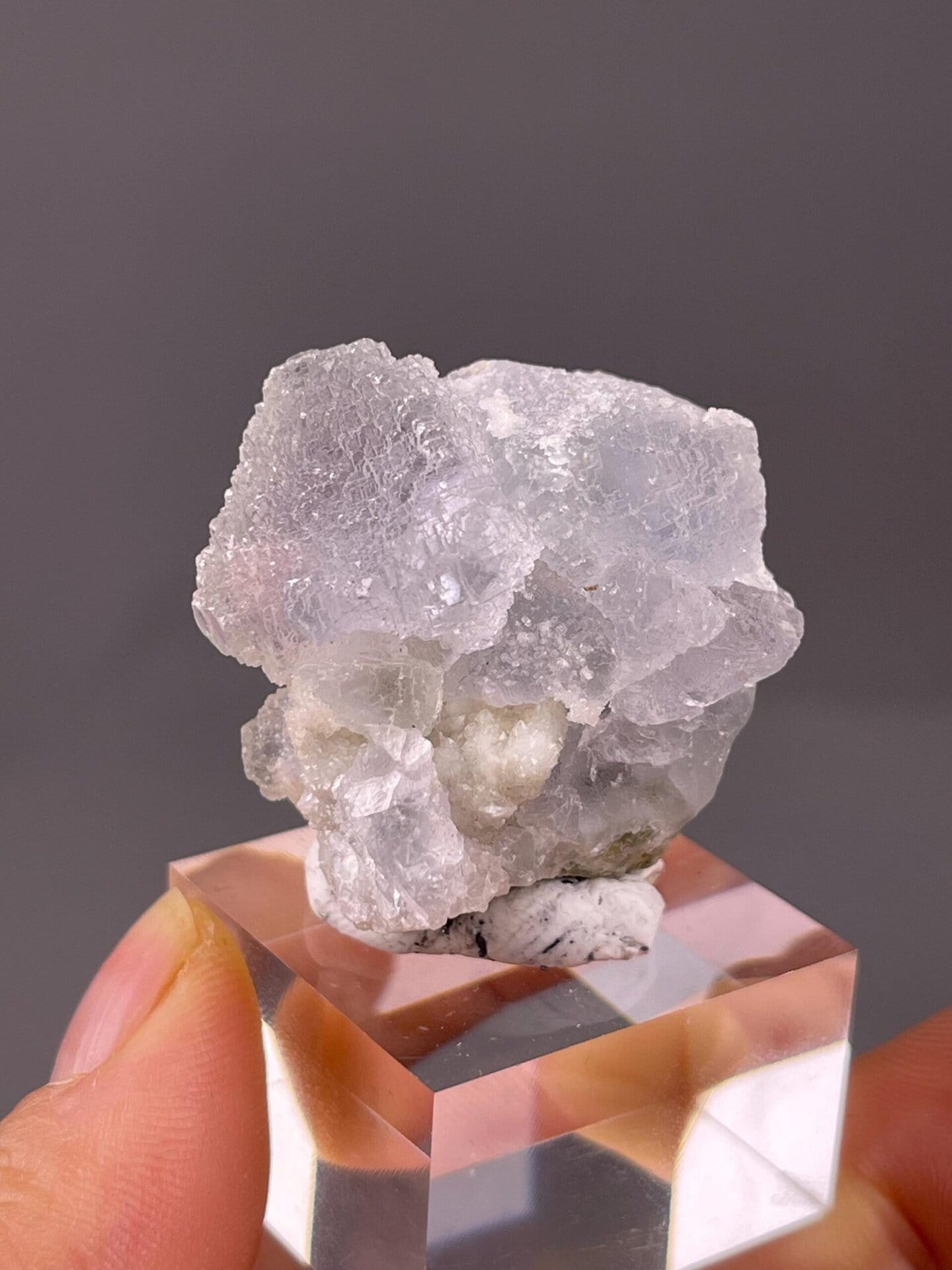 Etched surface texture on clear fluorite cubes