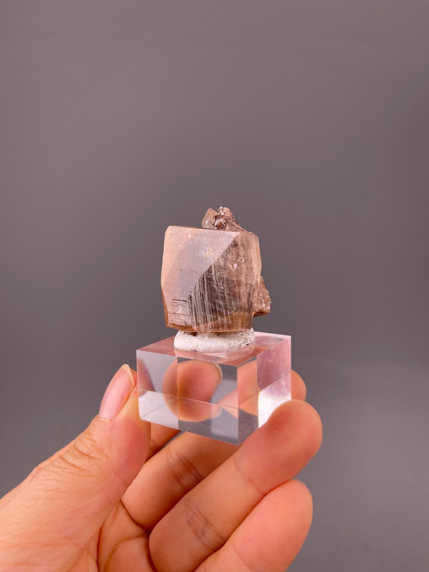 Geode formation lined with honey calcite crystals