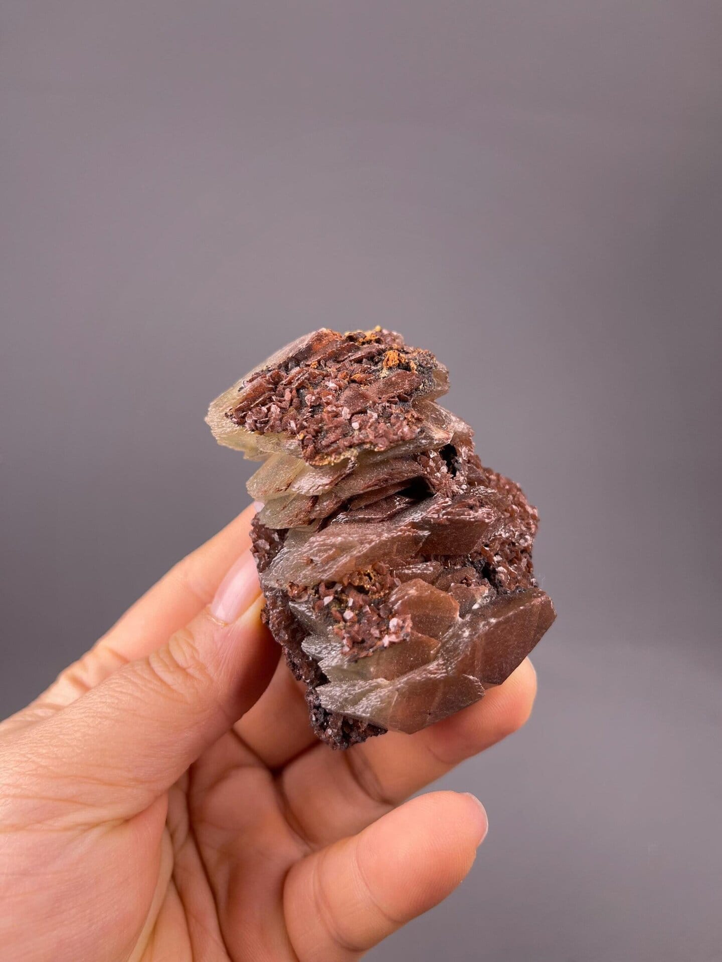 Side view of calcite tower showing stacked layers