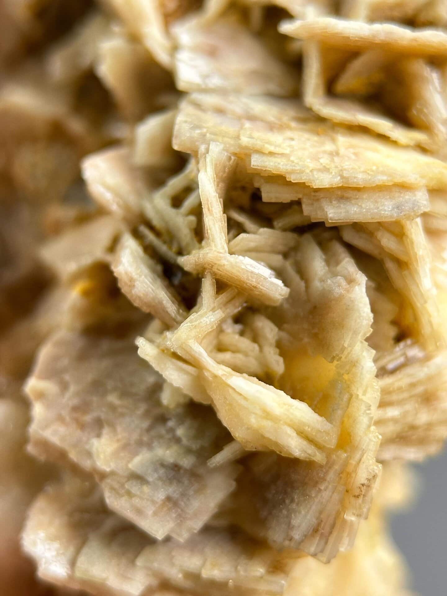 Back view of golden barite crystal cluster