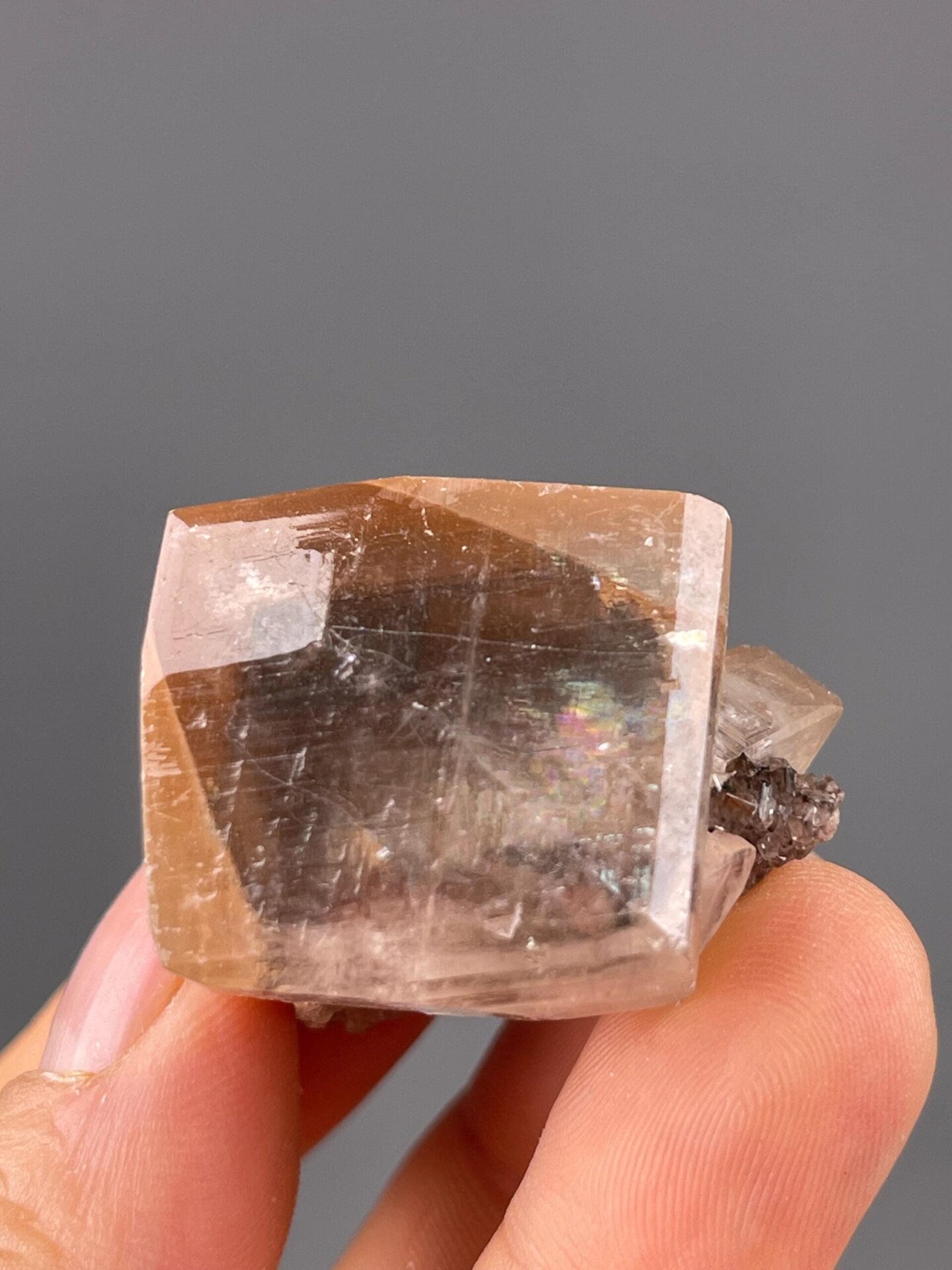 Scale reference of honey calcite druzy geode from Hubei