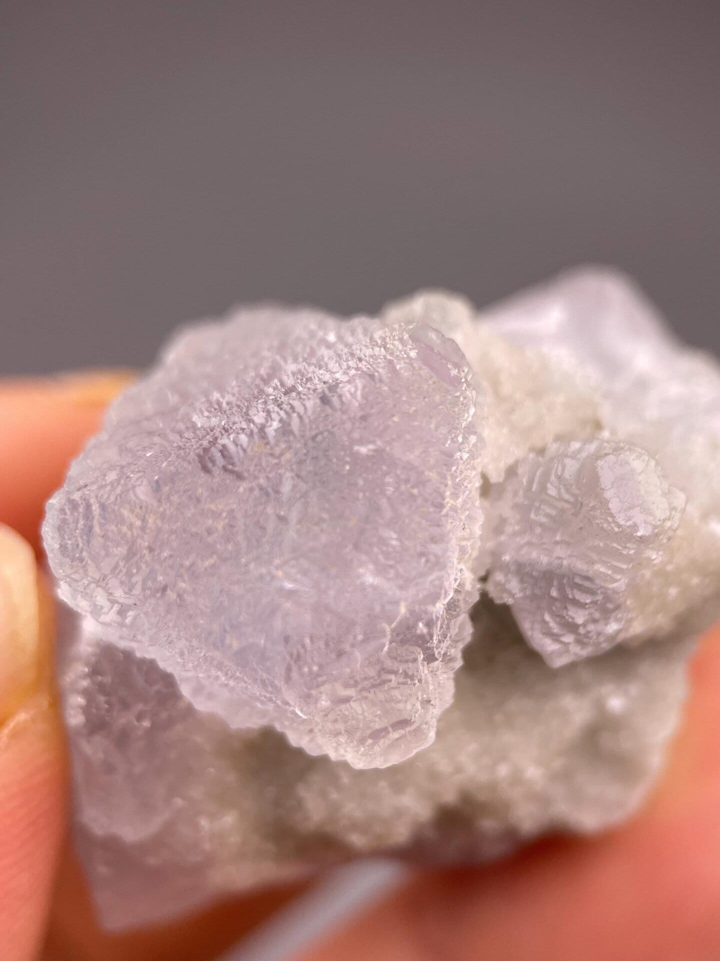 Vitreous luster on etched clear fluorite faces