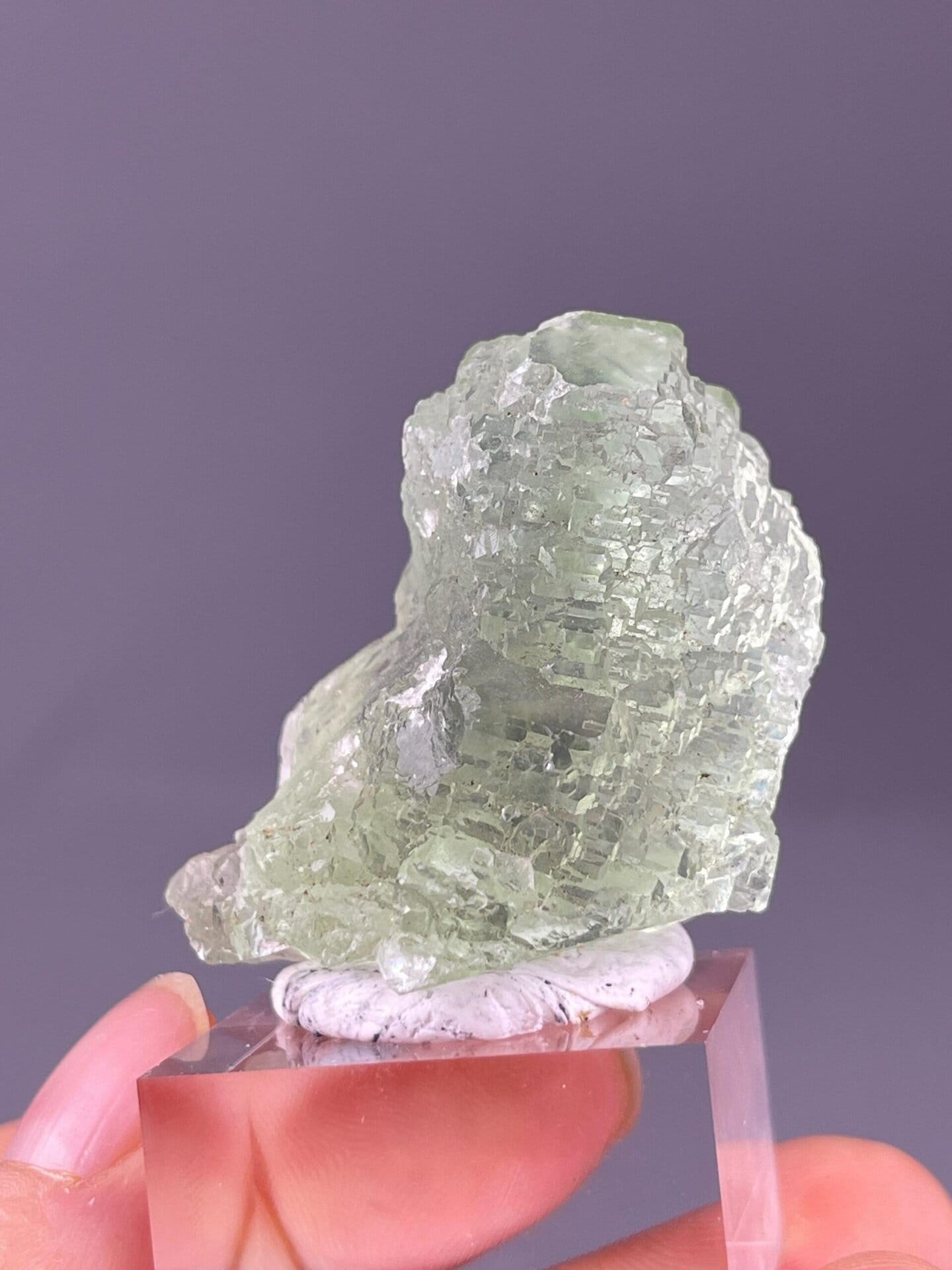 Close-up of quartz microcrystal overgrowth on fluorite