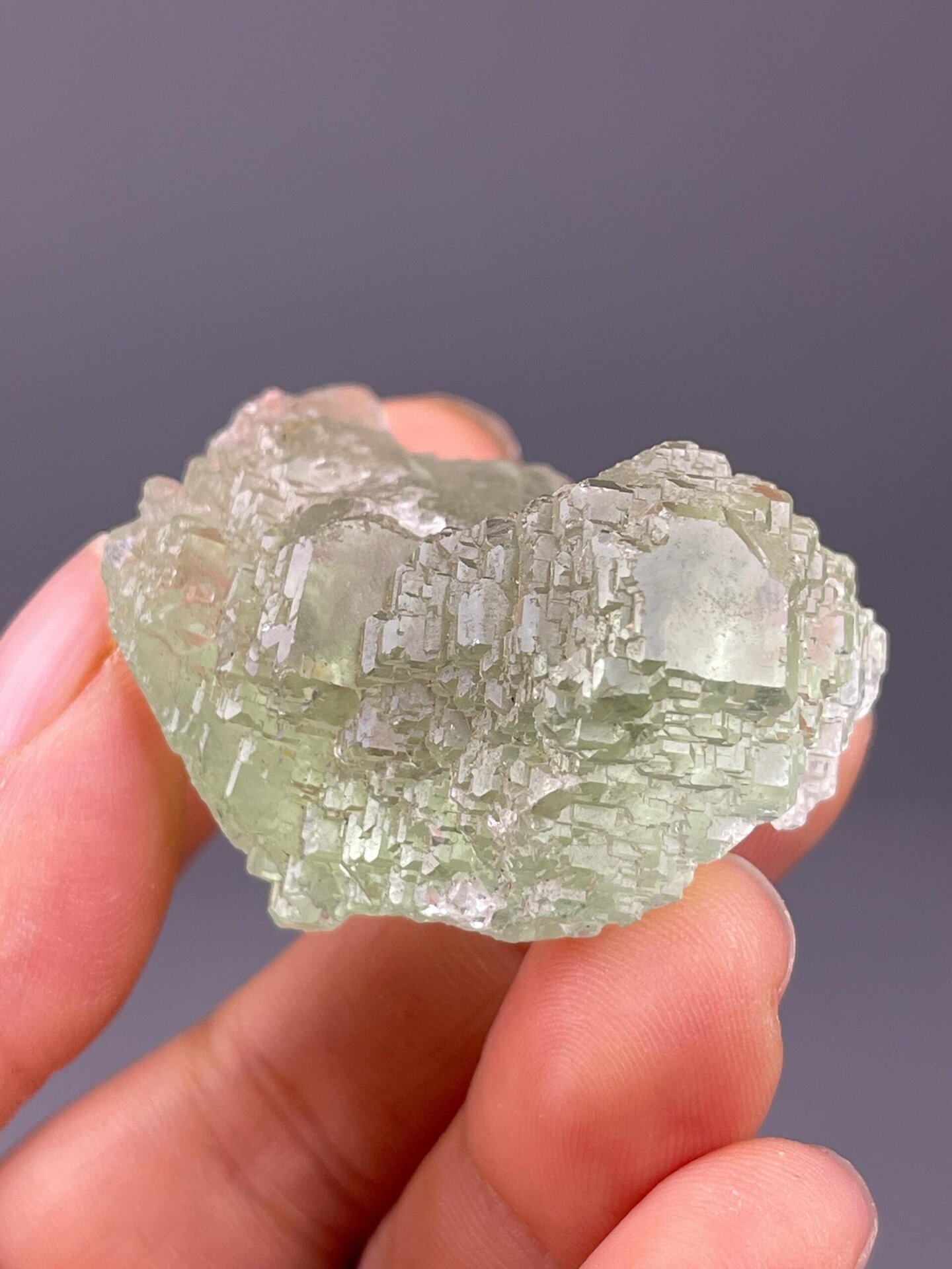 Green fluorite core visible beneath quartz sugar coat