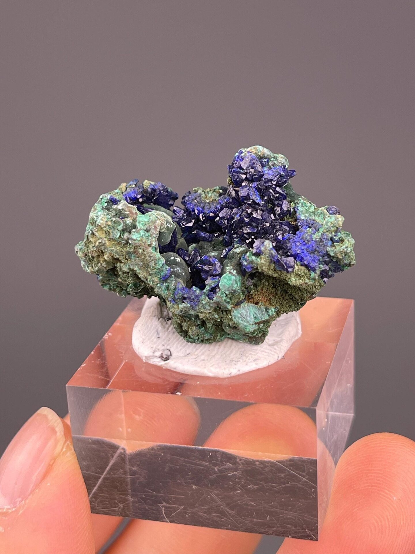 Azurite malachite under studio lighting