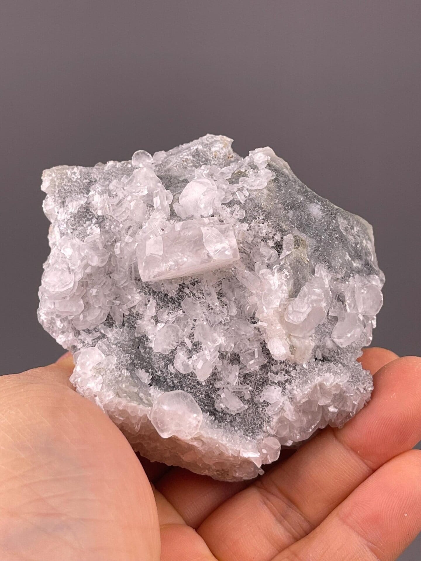 Full specimen view of Peruvian mangano calcite