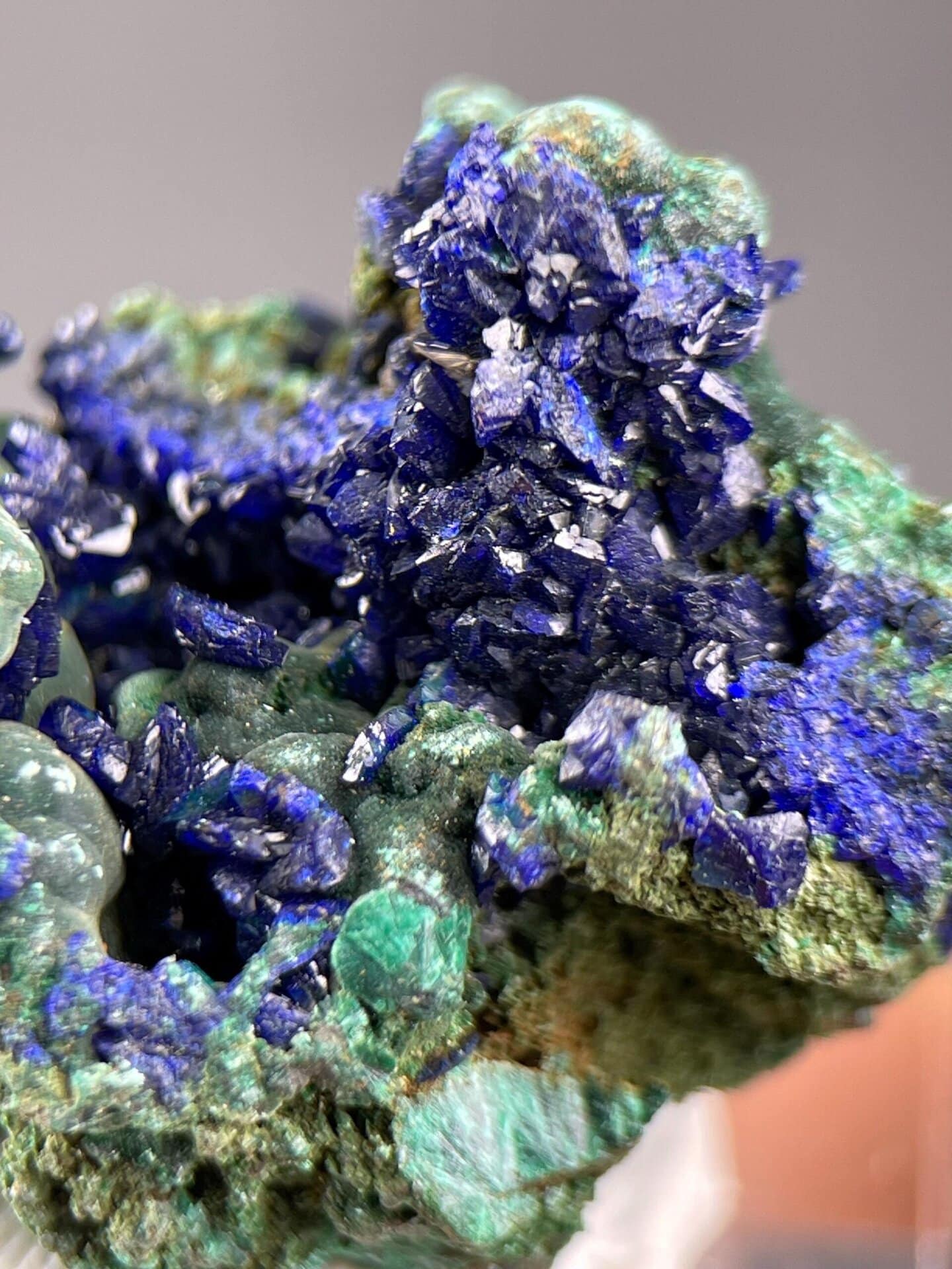Back view of azurite malachite cluster