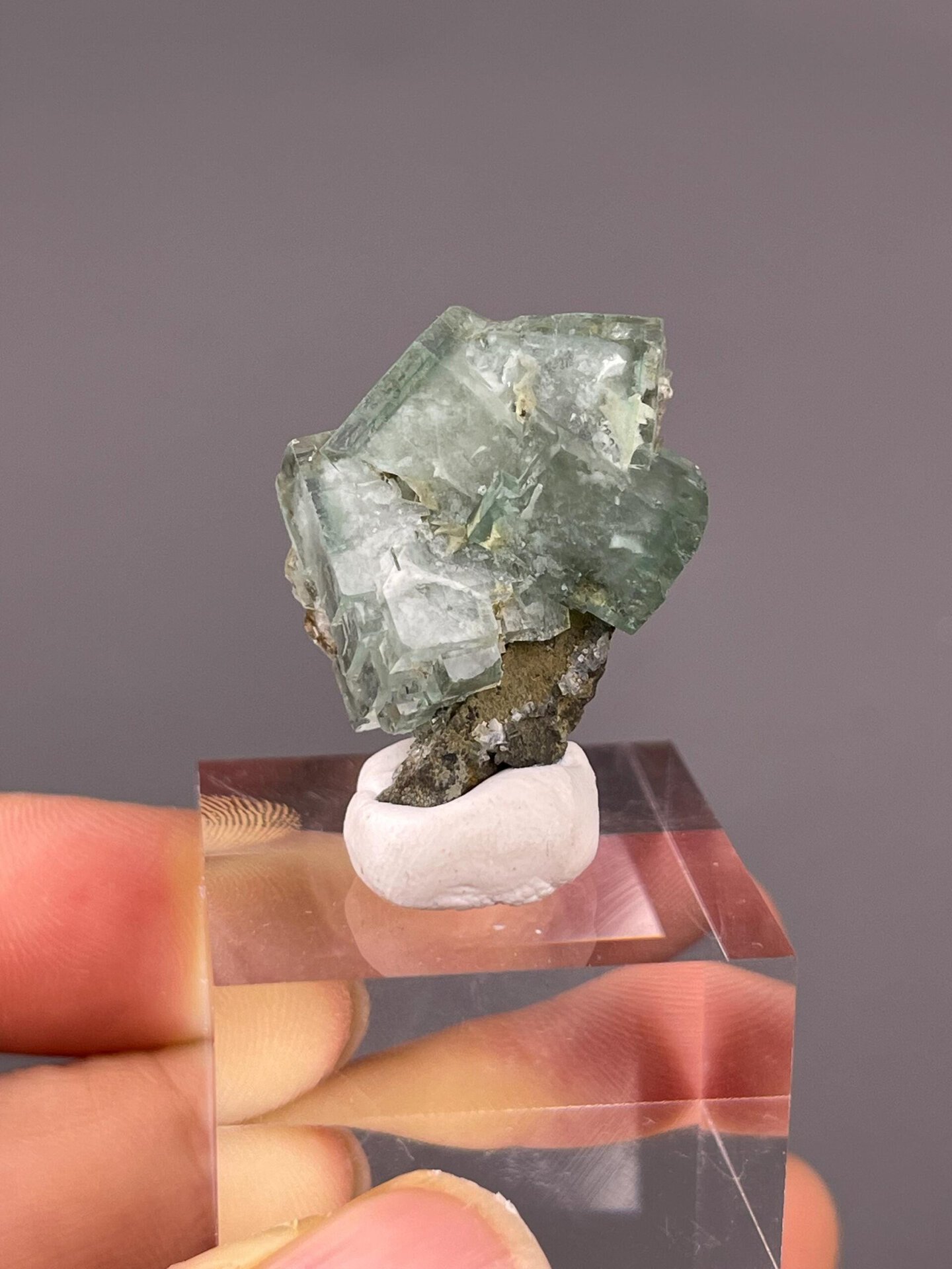 Scale reference of small raw green fluorite from YGX