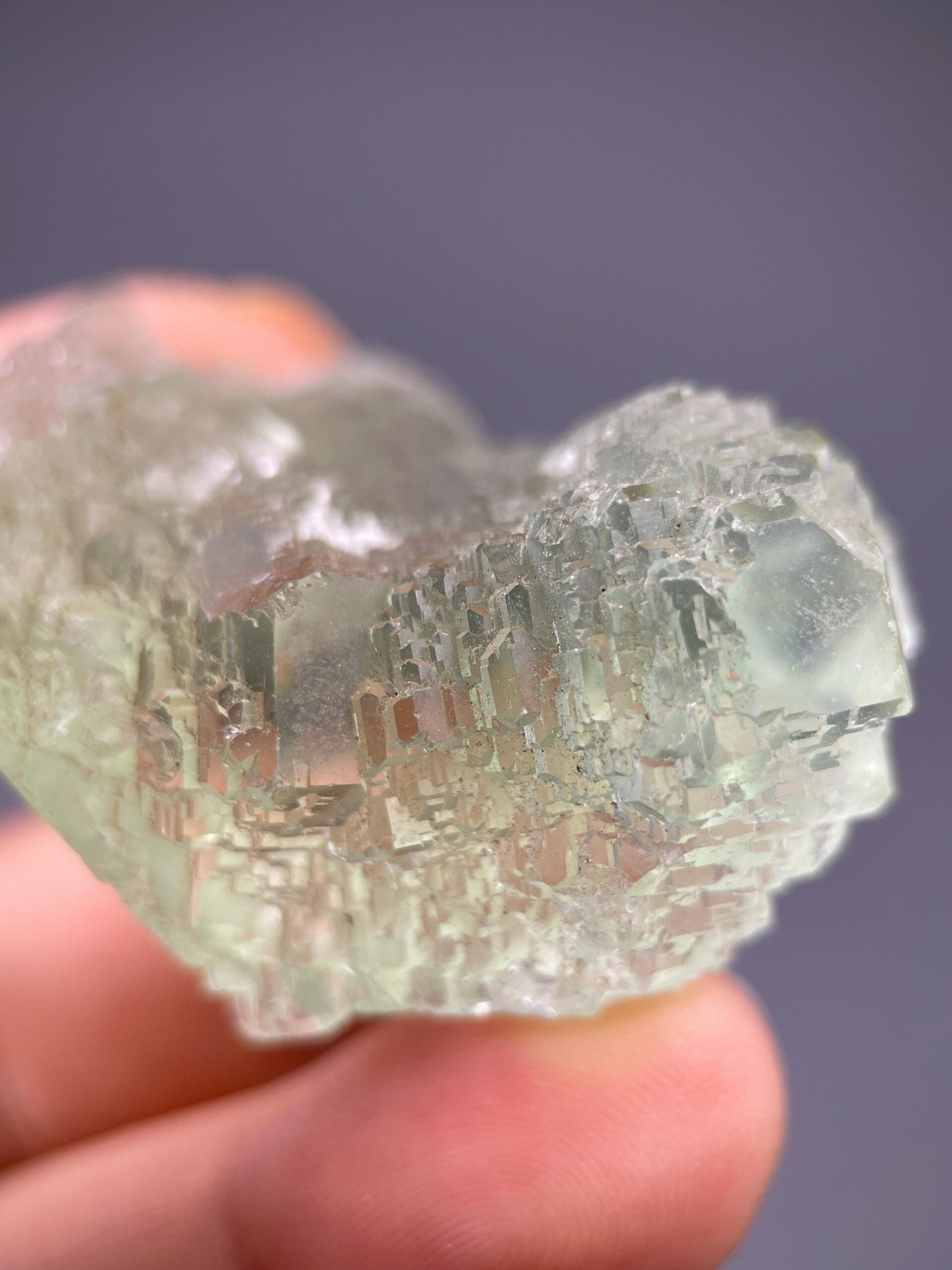 Scale reference of sugar-coated green fluorite specimen