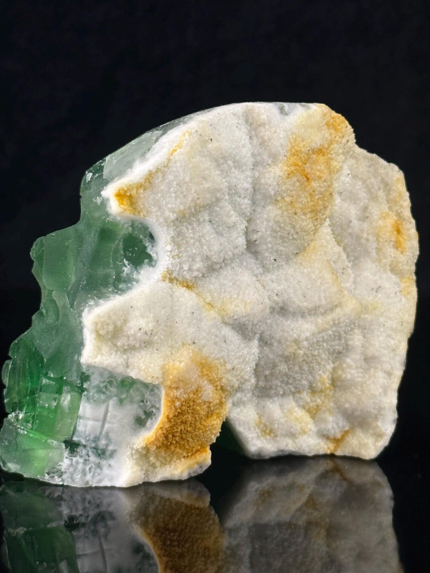Carved green fluorite surface texture detail