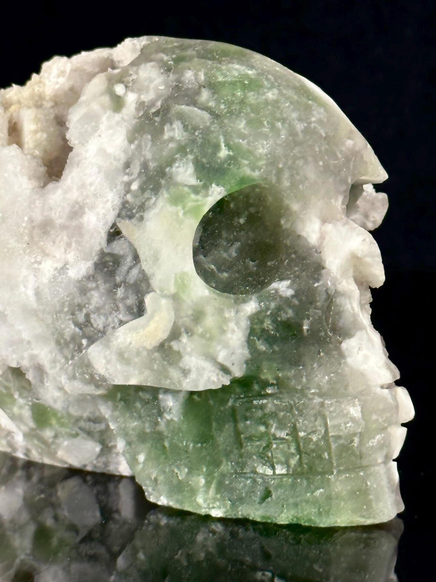 Scale reference of extra-large fluorite skull specimen