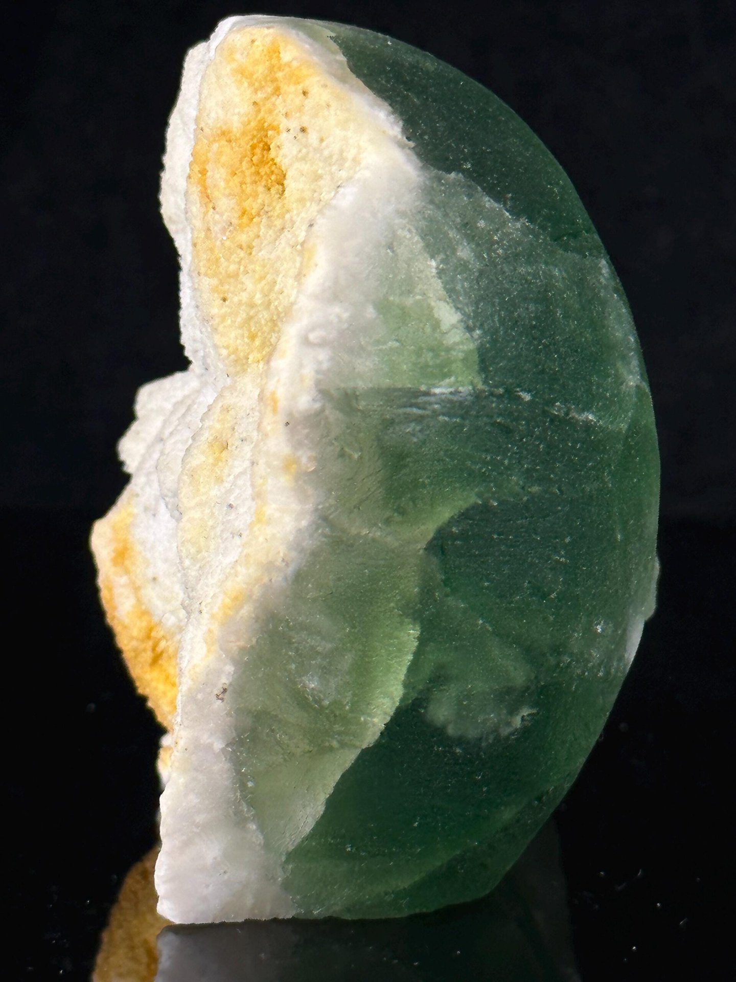 Scale reference of large green fluorite skull 4.2 inches