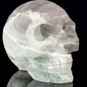 Green Fluorite Skull - Quartz Geode Design - Brazilian Origin - Healing Stone Home Decor