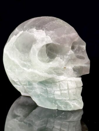 Green Fluorite Skull - Quartz Geode Design - Brazilian Origin - Healing Stone Home Decor