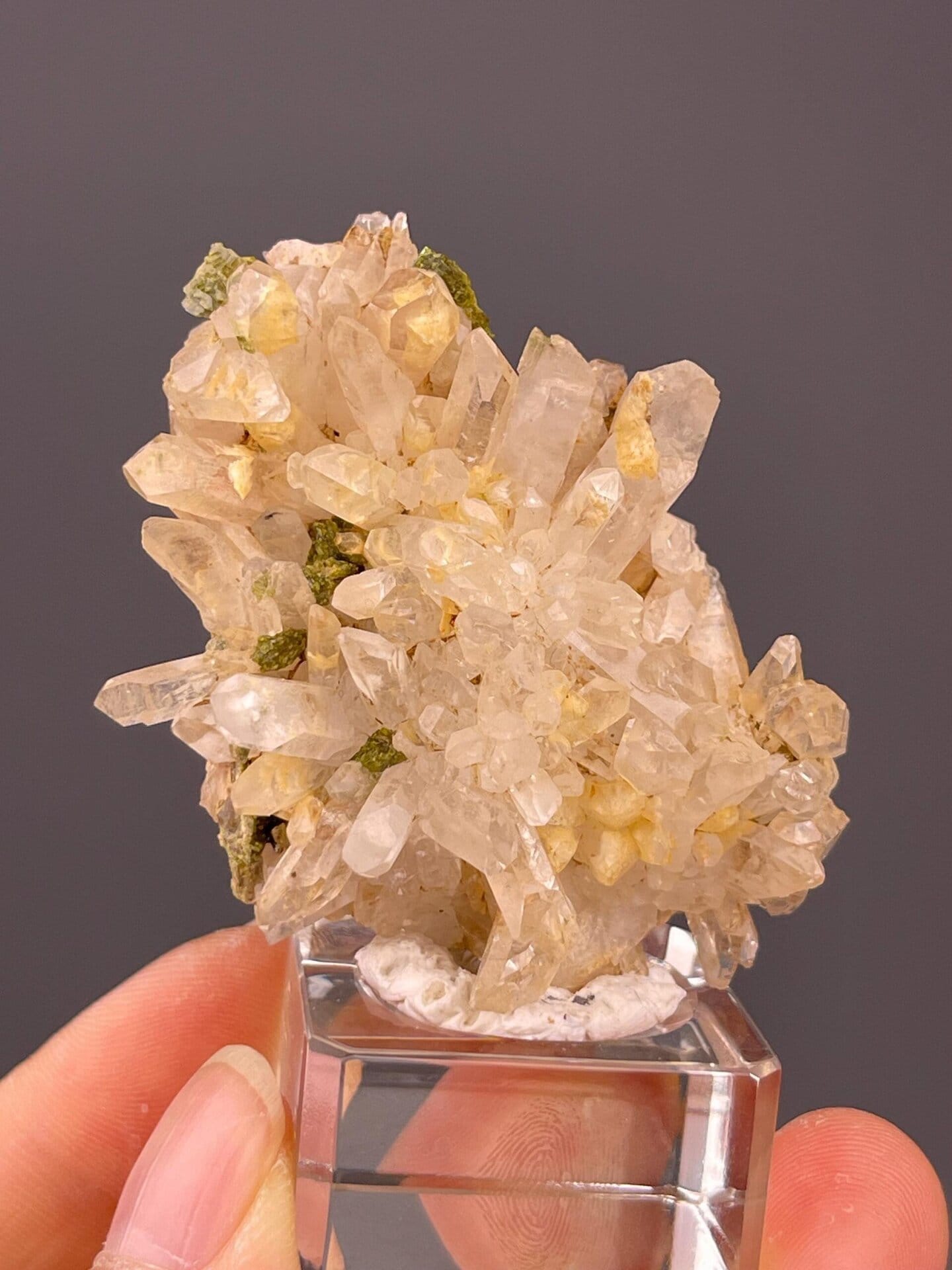Top view of garden quartz crystal cluster