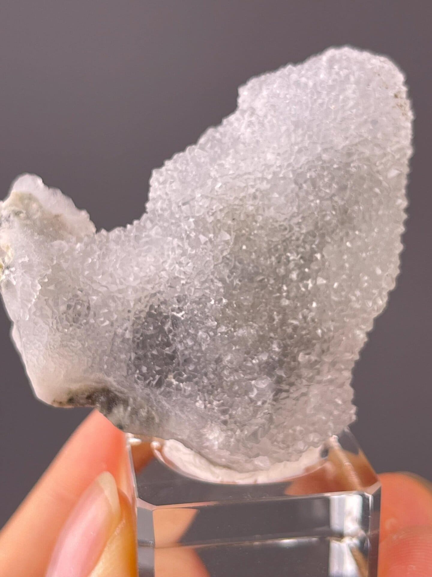 Frosted white quartz texture over fluorite core