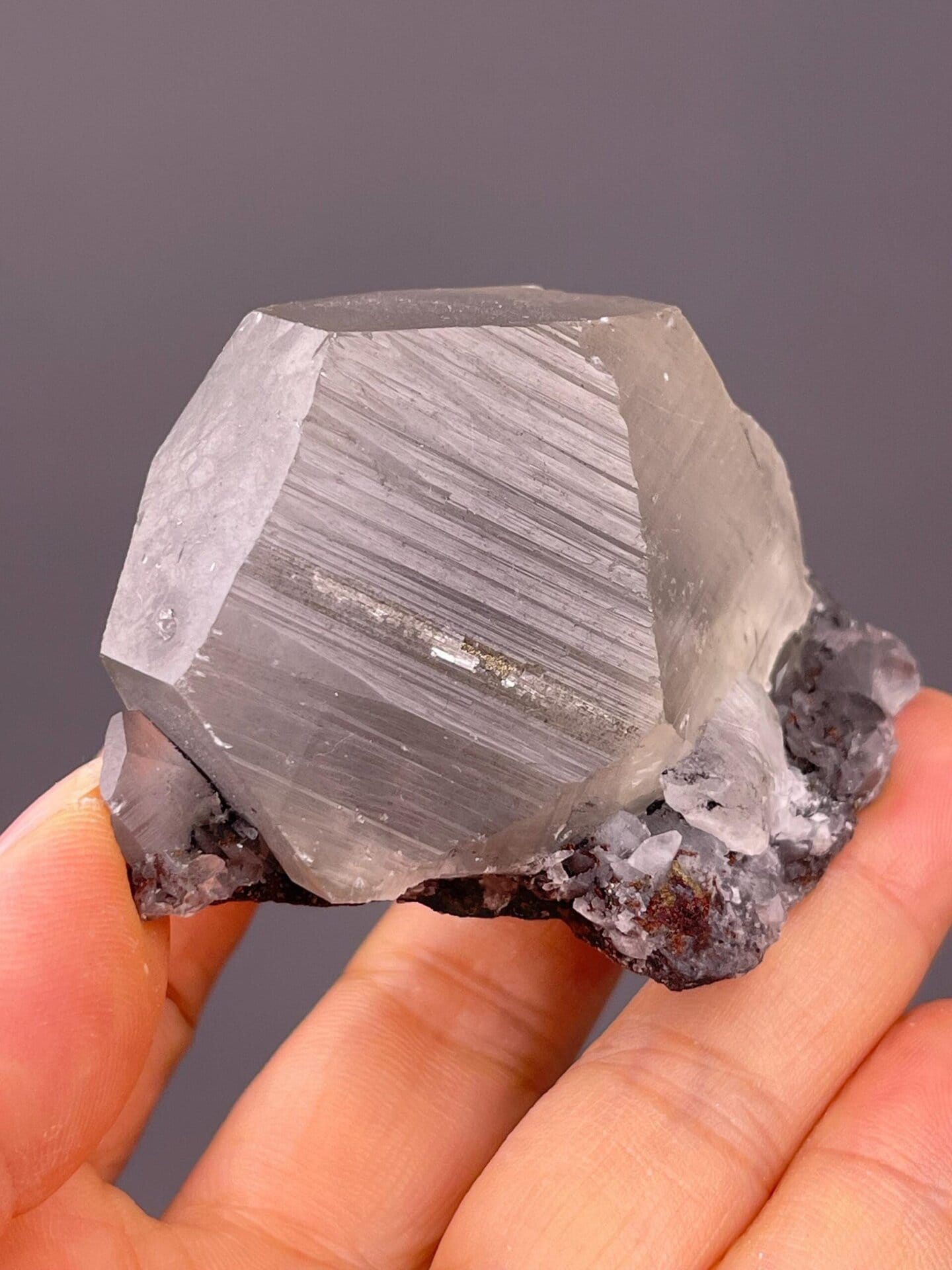 Calcite crystal etching detail showing dissolution features