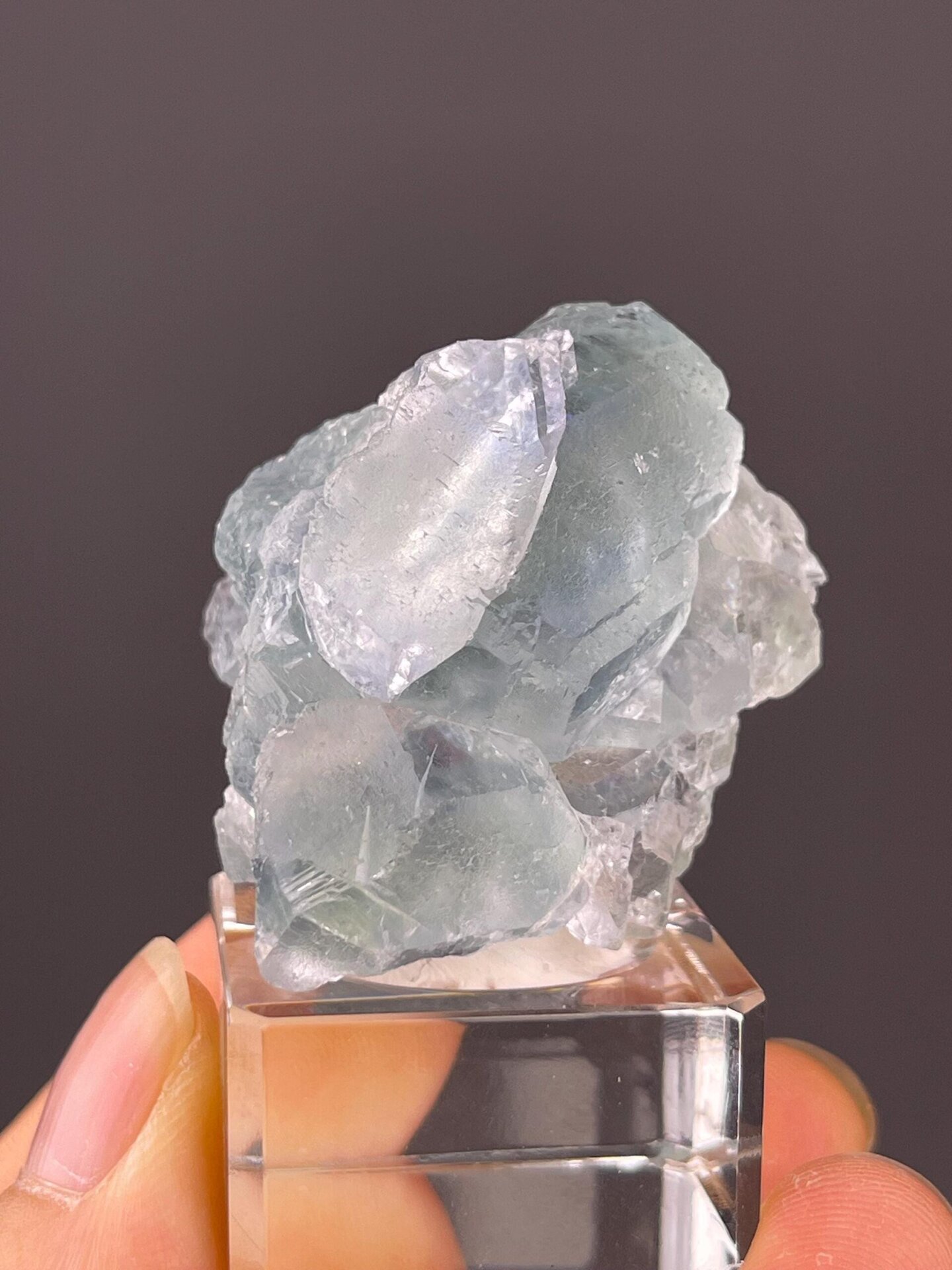 Icy blue fluorite cluster from Xianghualing Mine, Hunan, China