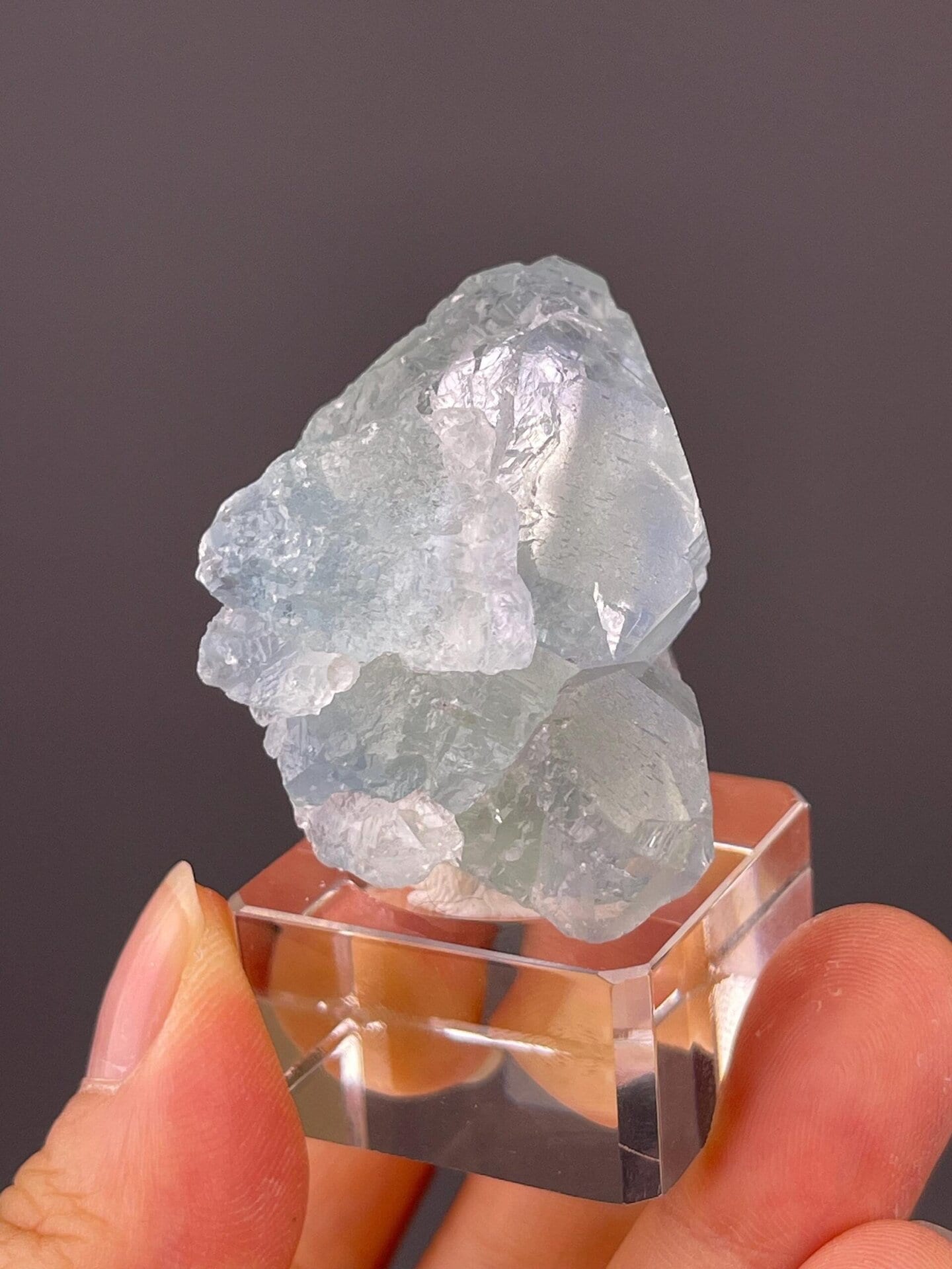 CaF₂ cubic fluorite, Mohs 4, icy blue, Xianghualing, Hunan, 1.76 oz