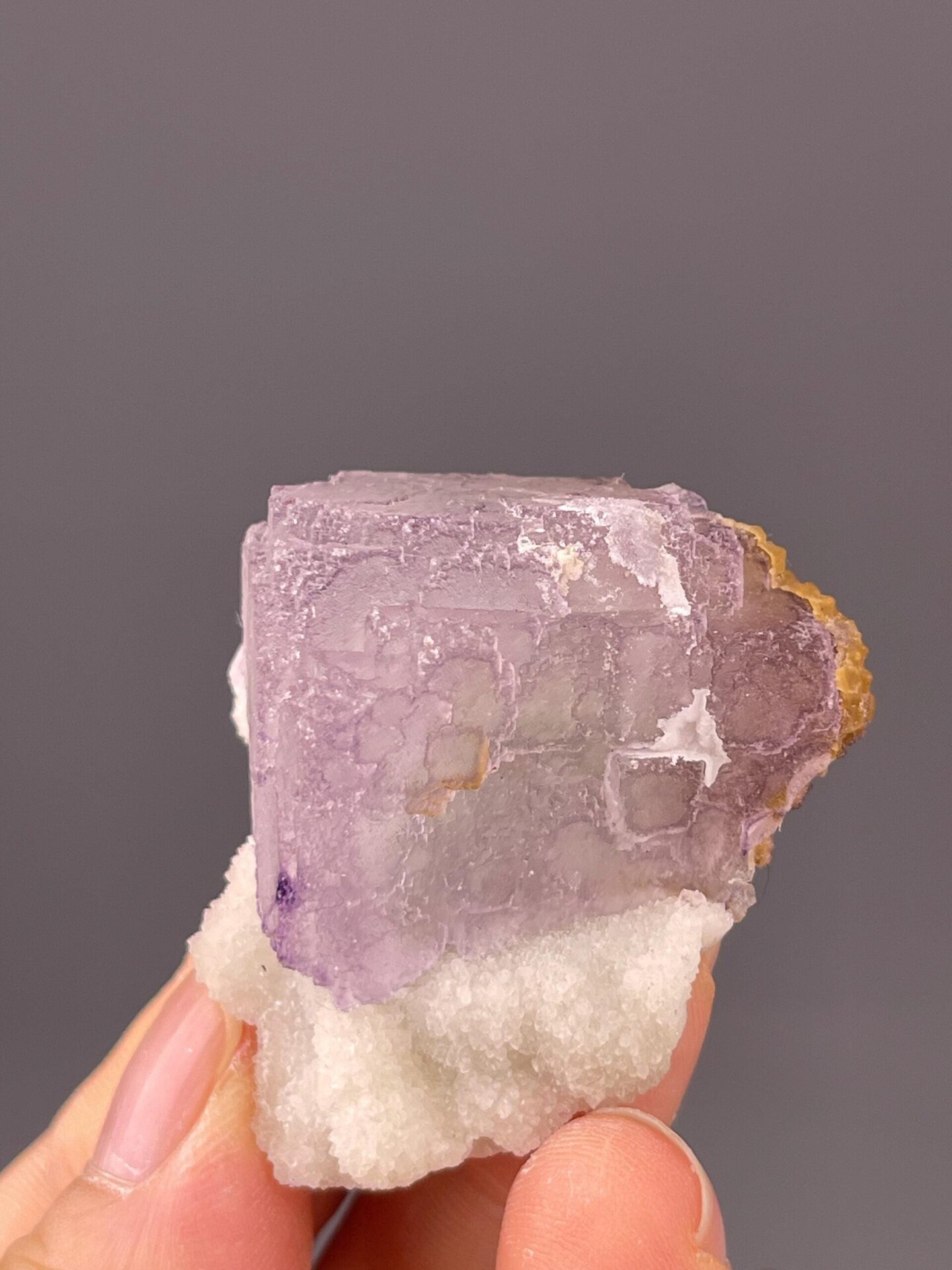 Close-up of natural QR-code pattern on fluorite cube