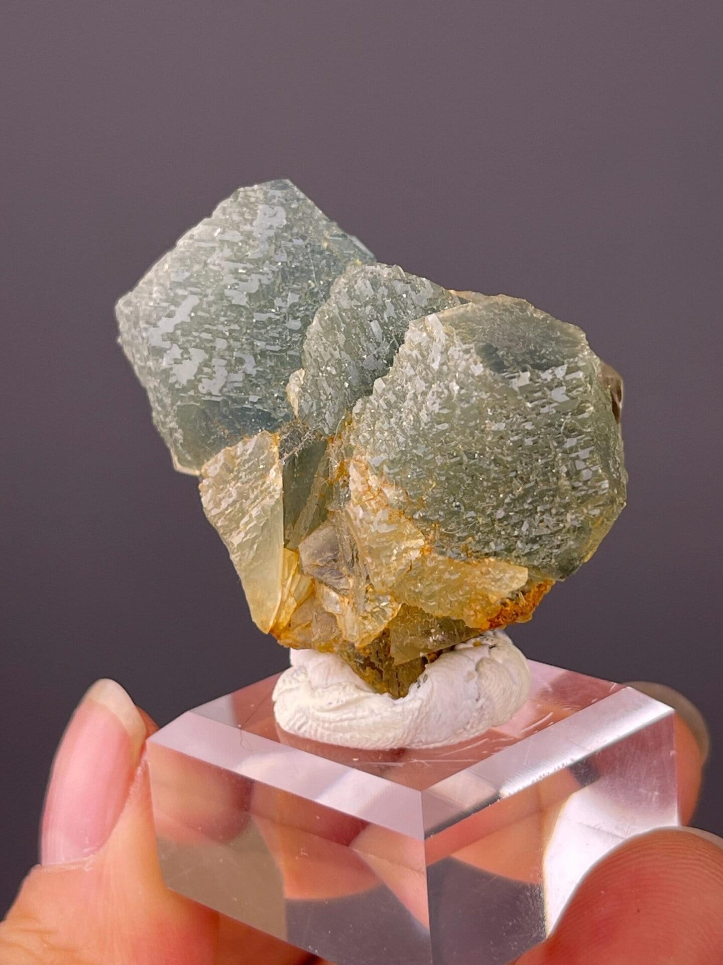 CaF₂ cubic fluorite, Mohs 4, blue-green etched twin, Yaogangxian, 1.94 oz