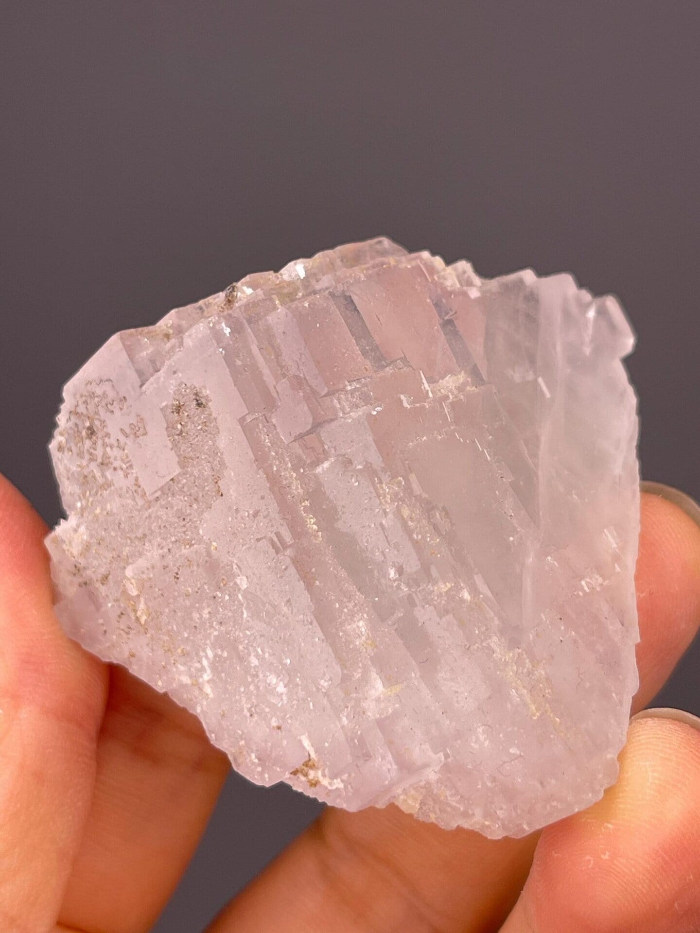 Back view of pale blue sugar-coated fluorite, Fujian