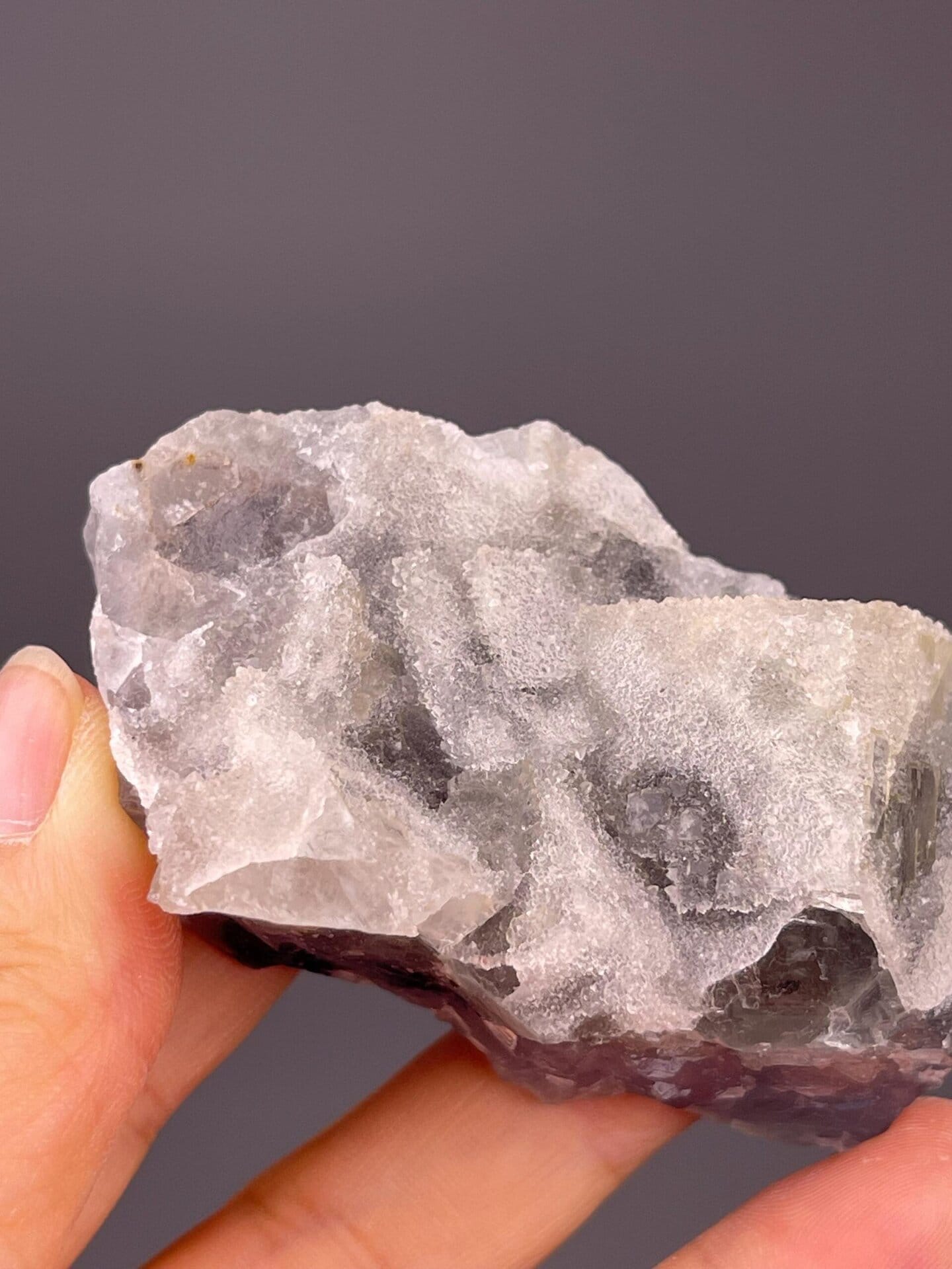 Back view of blue sugar-coated fluorite, Fujian Province