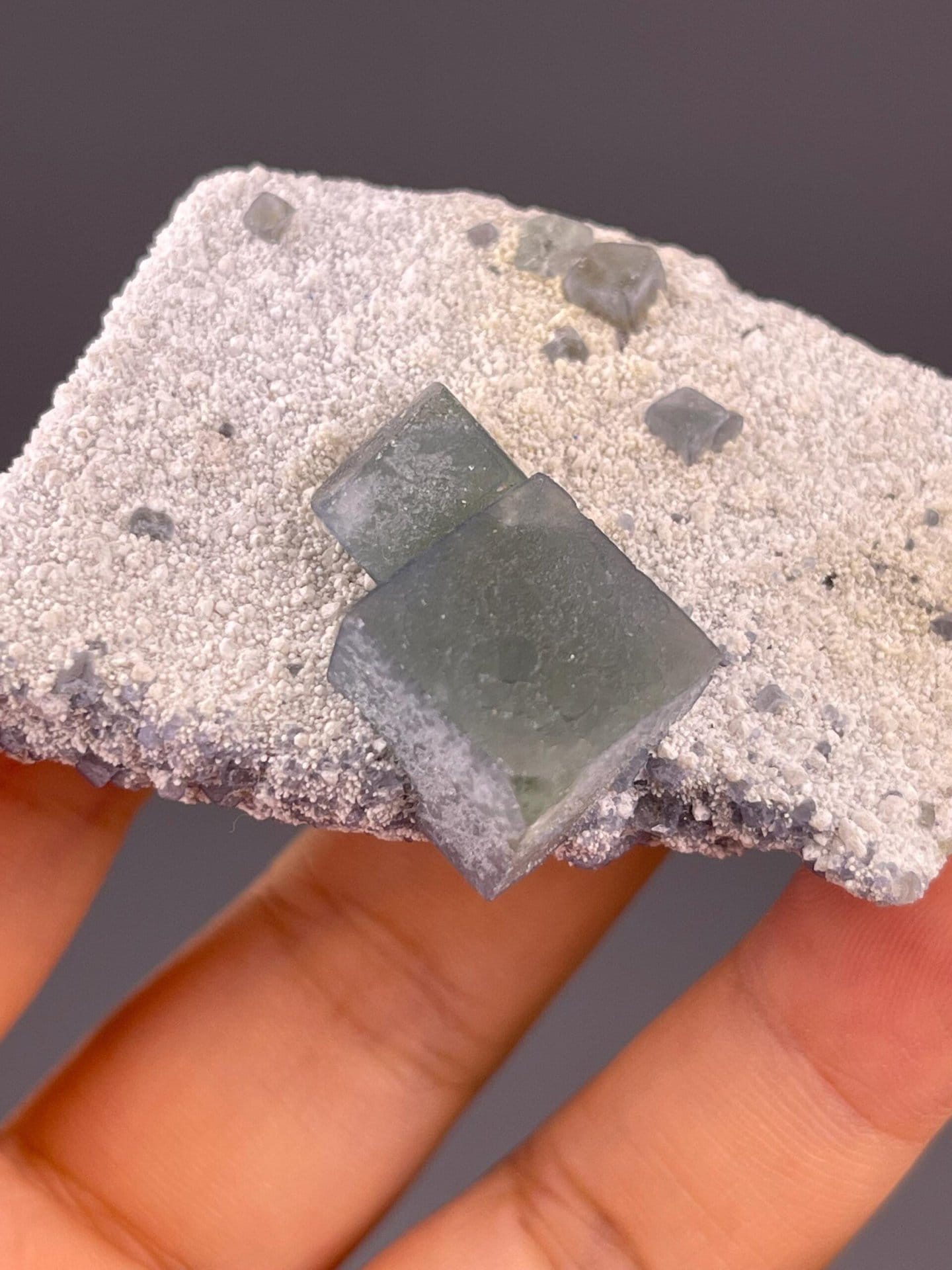 Back view of Inner Mongolia green cubic fluorite