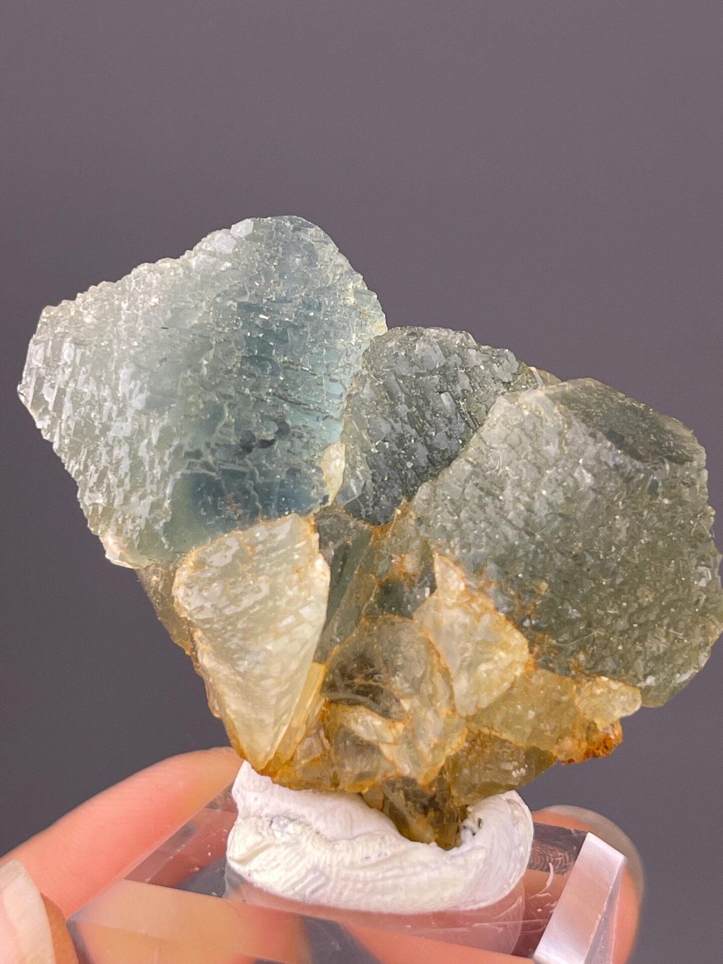 Twinned blue-green etched fluorite, Yaogangxian Mine, Hunan