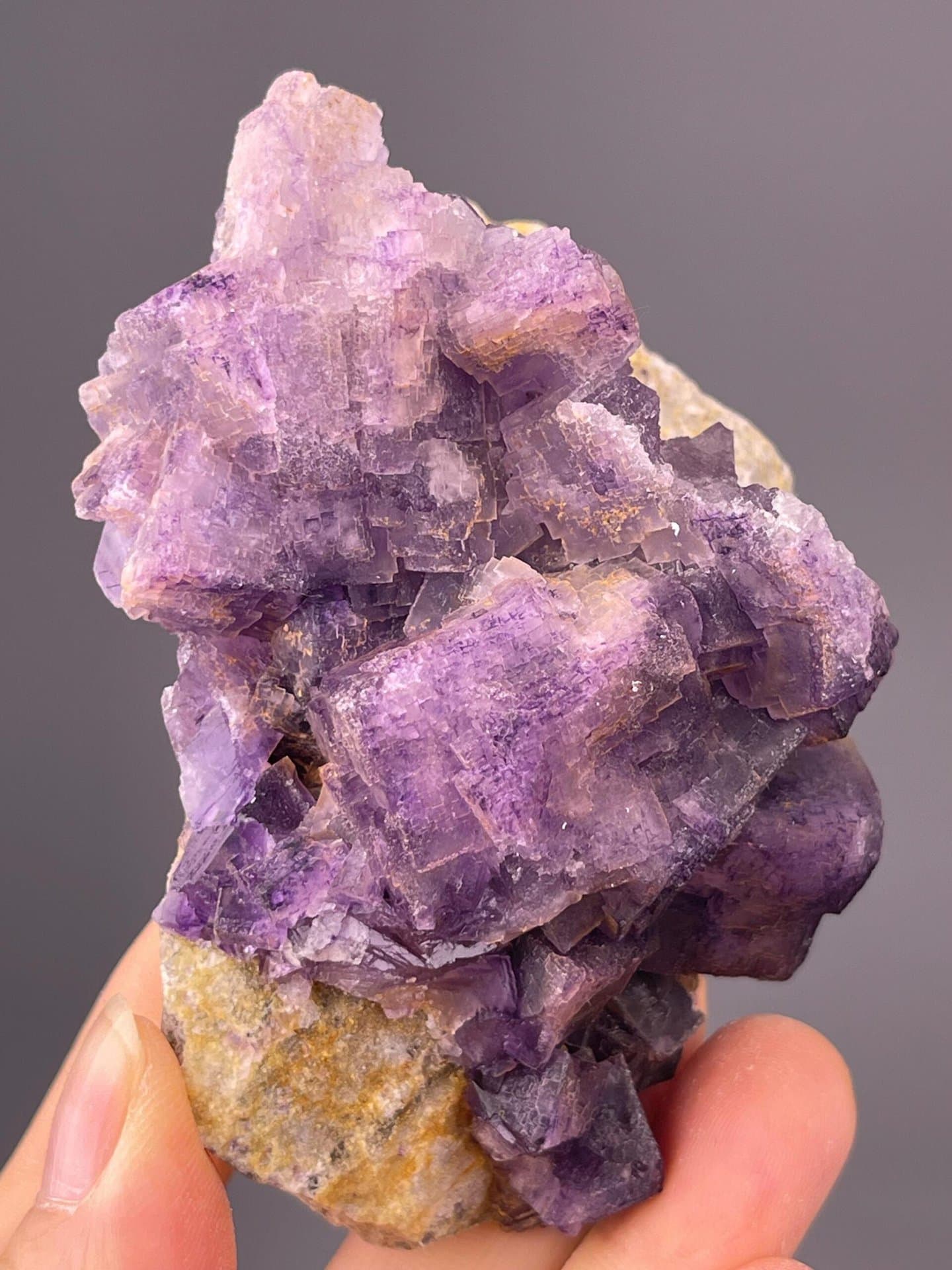Detail of natural etching and dissolution on fluorite surface